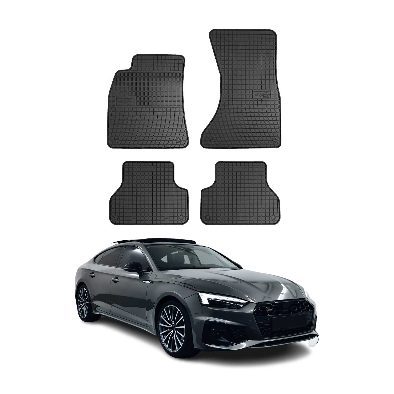 OMAC Gummi Fußmatten für Audi A5 F5 Sportback 2016-2024 Automatten Schwarz 4x
