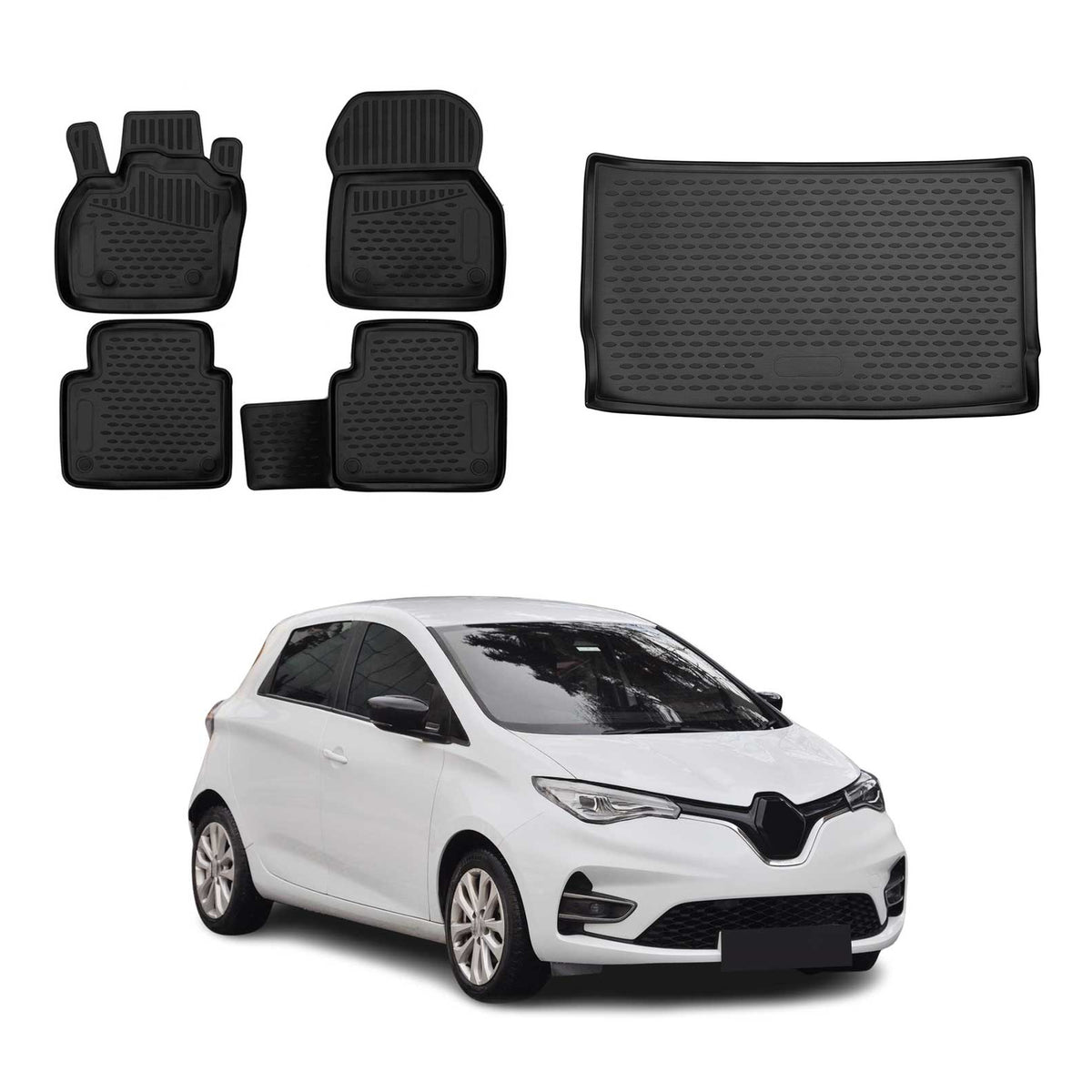 OMAC Fußmatten & Kofferraumwanne Set für Renault Zoe 2019-2024 Facelift