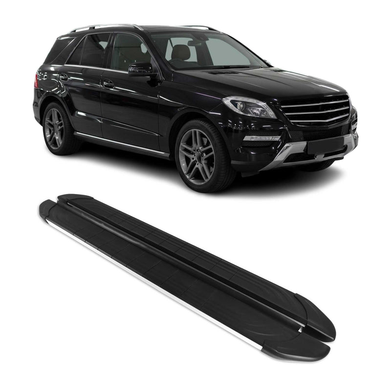 Trittbretter Seitenschweller für Mercedes M Klasse W166 2011-2019 Schwarz Alu