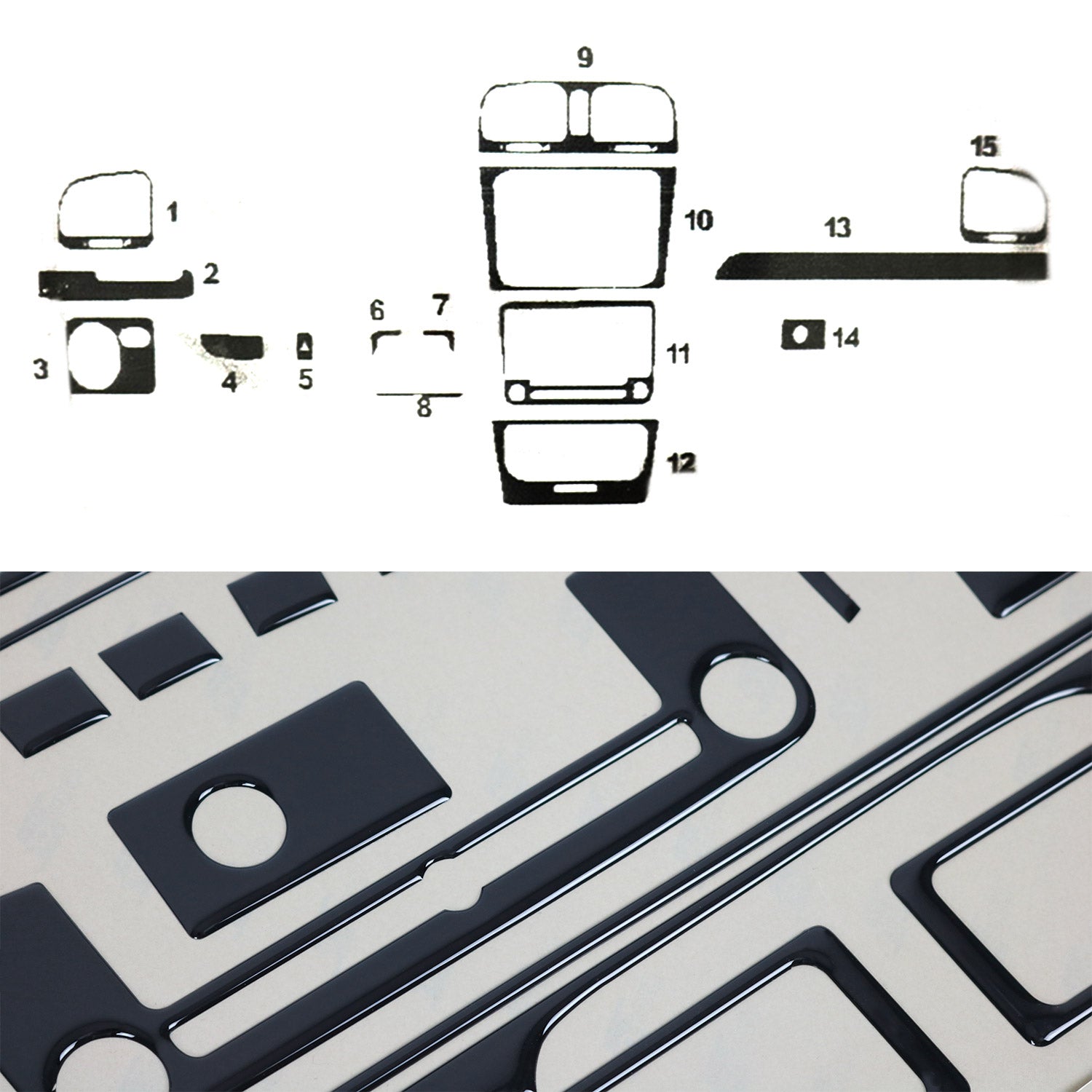 Innenraum Dekor Cockpit für VW Golf 2008-2013 Aluminium Optik 15tlg