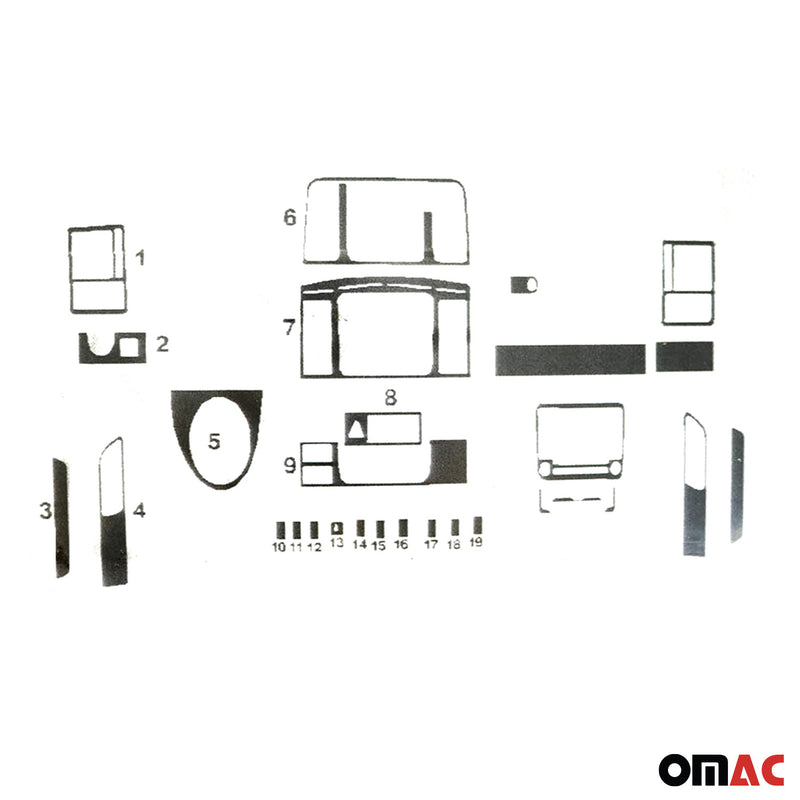 Innenraum Dekor Cockpit für VW Transporter T5 2009-2015 Piano Schwarz Optik 29x