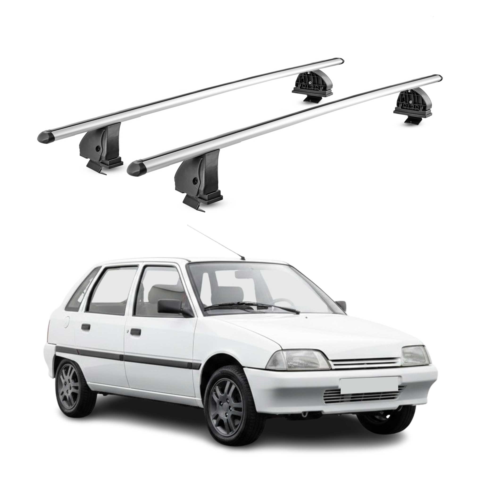 Alu Dachträger für Citroen AX 1986-1998 TÜV T-Nut Abschließbar 2tlg Silber