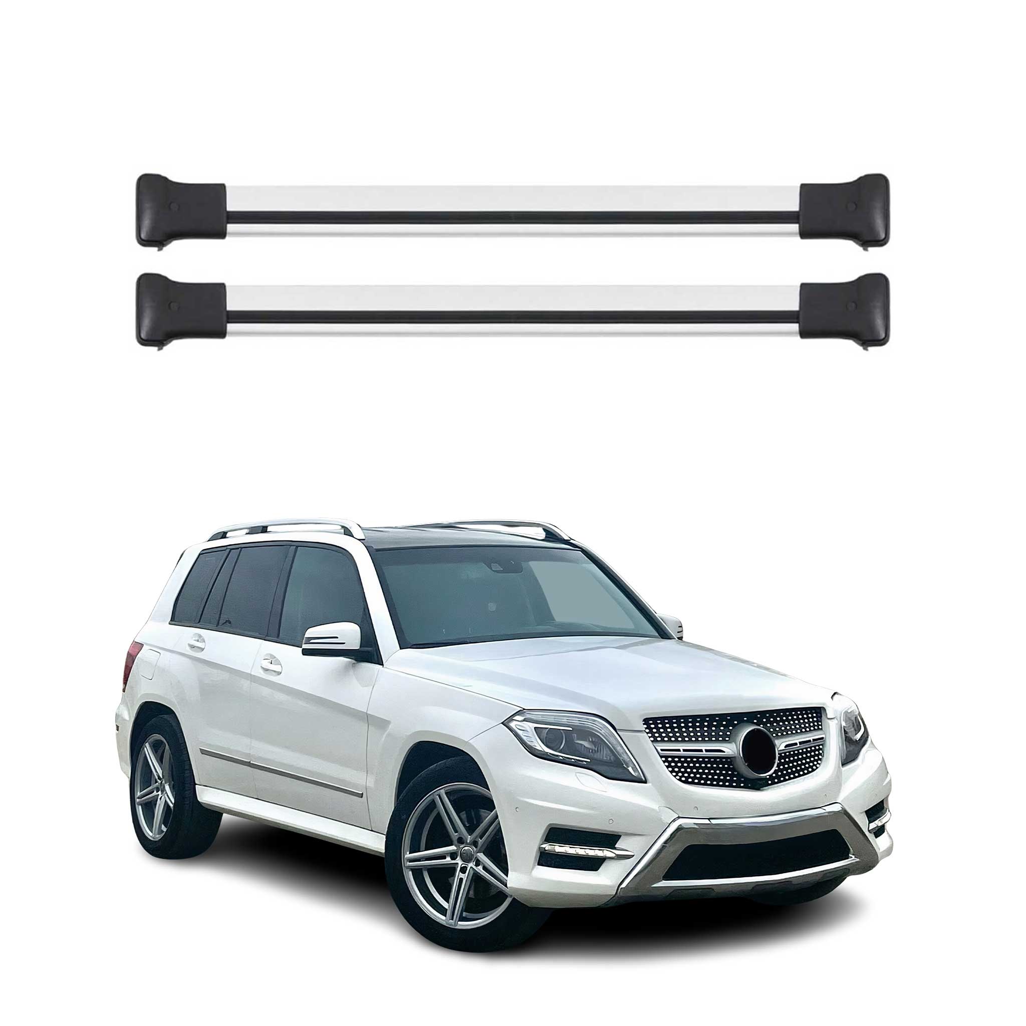 Dachträger Grundtäger für Mercedes GLK Klasse X204 2008-2015 75kg Alu Silber 2x