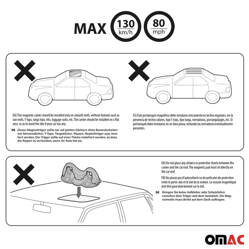 Menabo Magnetischer Skiträger Snowboardträger Dachträger Abschließbar Schwarz 2x