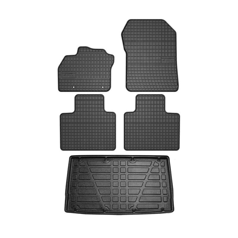 Fußmatten & Kofferraumwanne Set für Renault Zoe 2012-2024 Gummi TPE Schwarz 5x