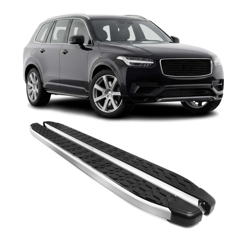 Alu Trittbretter Seitenschweller für Volvo XC90 2015-2020 Schwarz Silber 2tlg