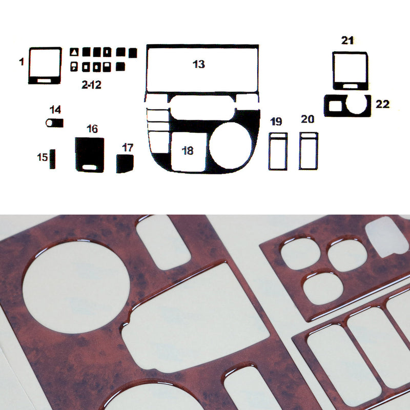Innenraum Dekor Cockpit für VW Multivan T5 2003-2009 Wurzelholz Optik 22tlg