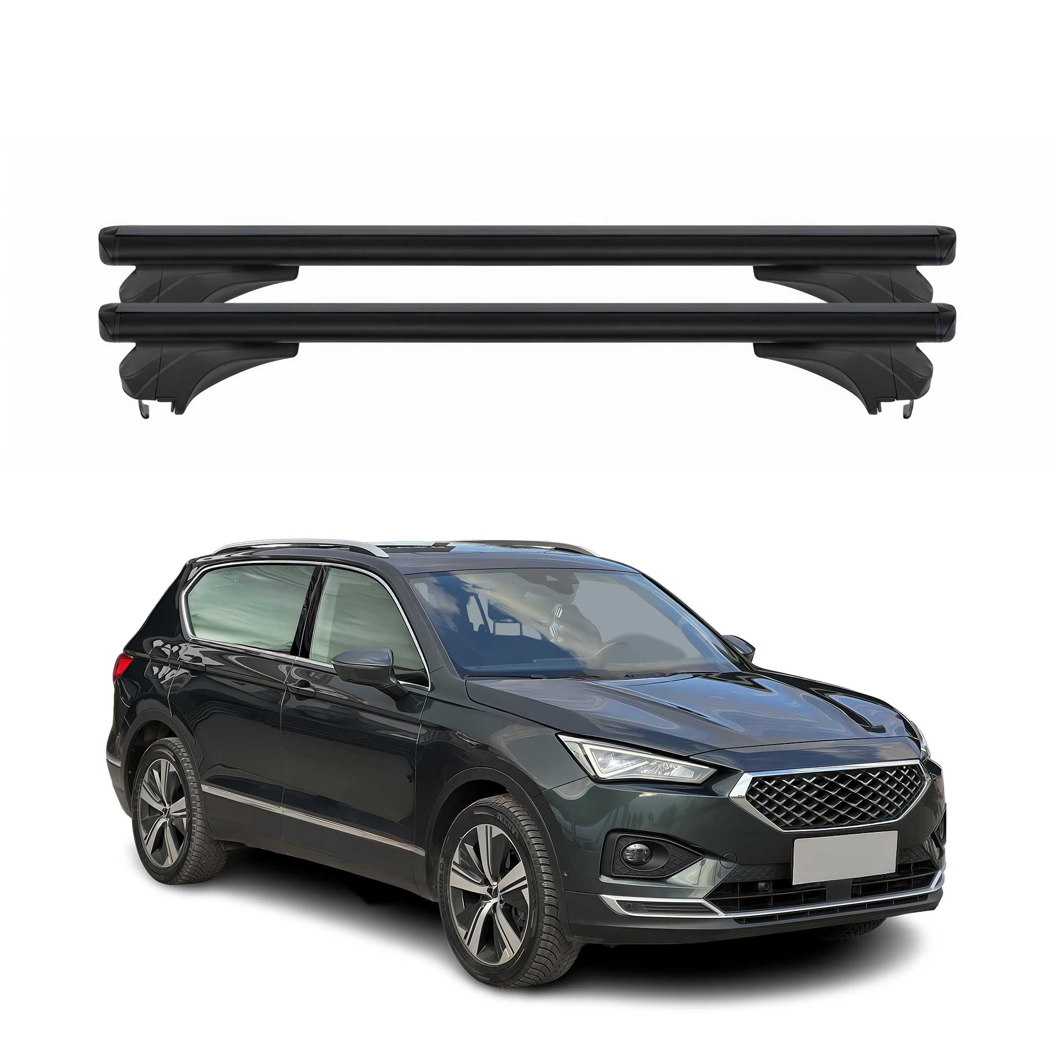 Menabo Dachträger Grundtäger für Seat Tarraco 2018-2024 Aluminium Schwarz 2 tlg