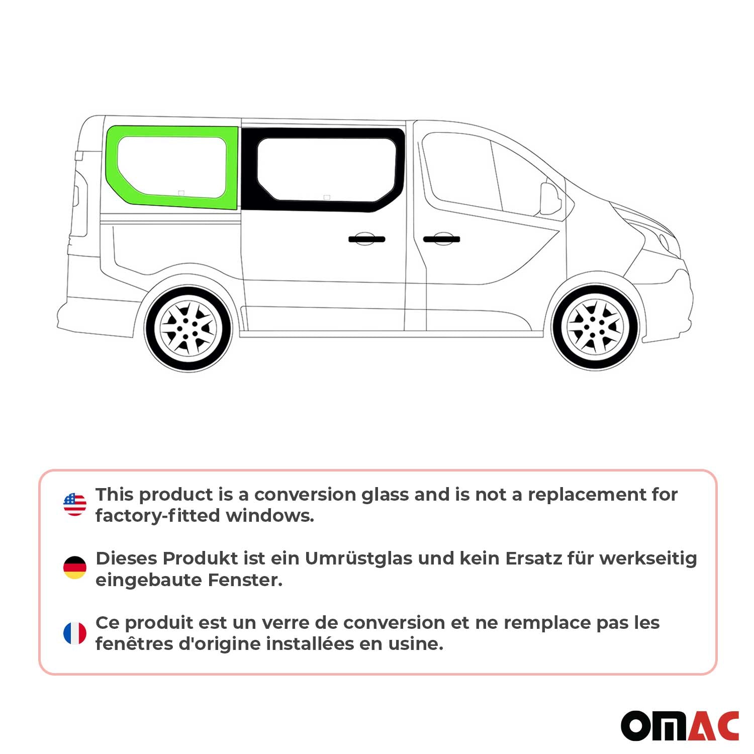 Seitenfenster Auto Fenster für Nissan Primastar 2014-2024 Schiebetür Rechts L1