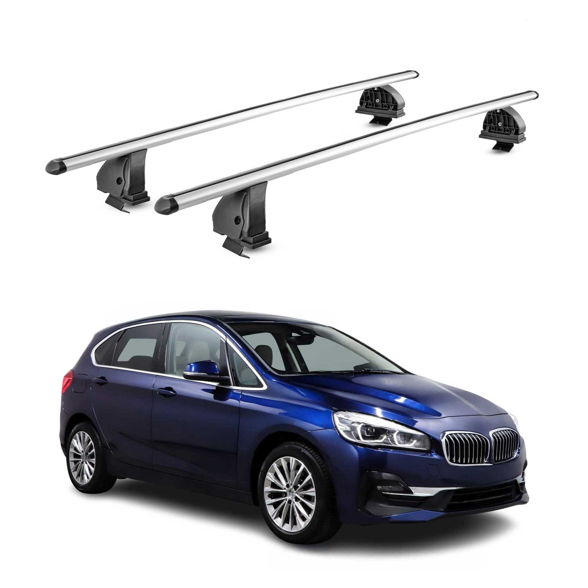Alu Dachträger für Bmw 2er Active Tourer F45 2014-2021 TÜV T-Nut 75 kg 2x Silber