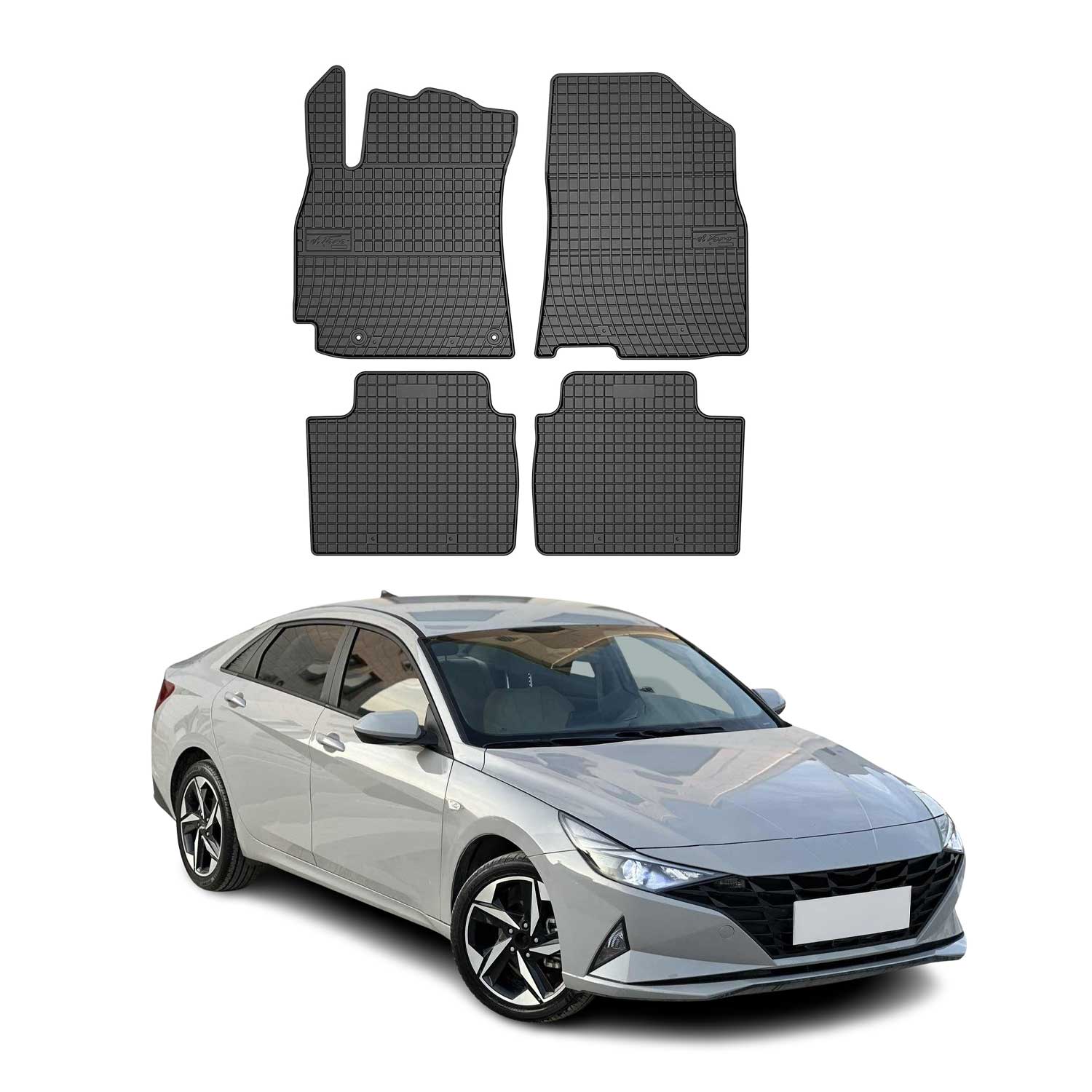 OMAC Gummi Fußmatten für Hyundai Elantra 2021-2026 Automatten Gummi Schwarz 4tlg