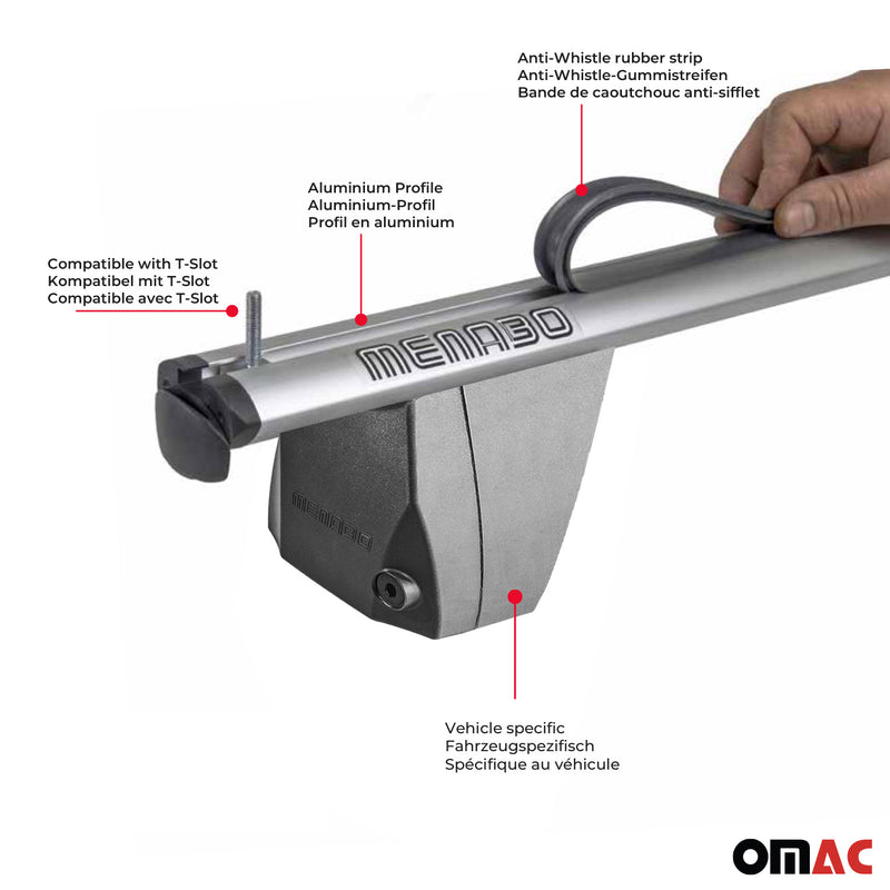 Menabo Dachträger Querträger für Citroen C4 Aircross 2012-2017 TÜV Alu Grau