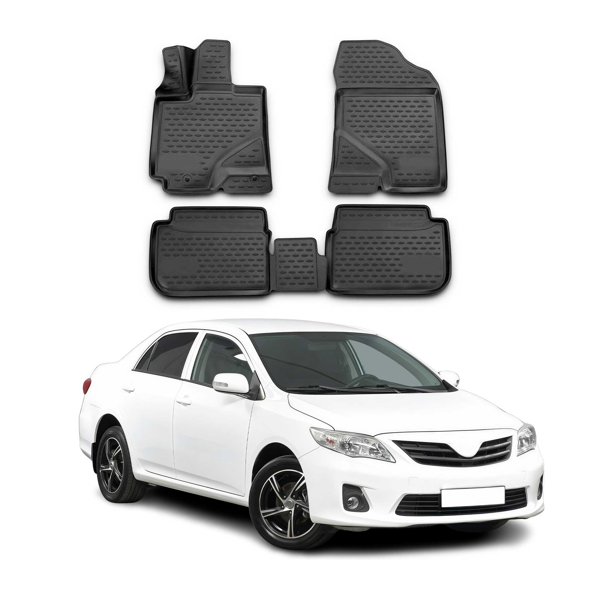 OMAC Gummi Fußmatten für Toyota Corolla E14/15 2007-2013 Automatten Schwarz 4x