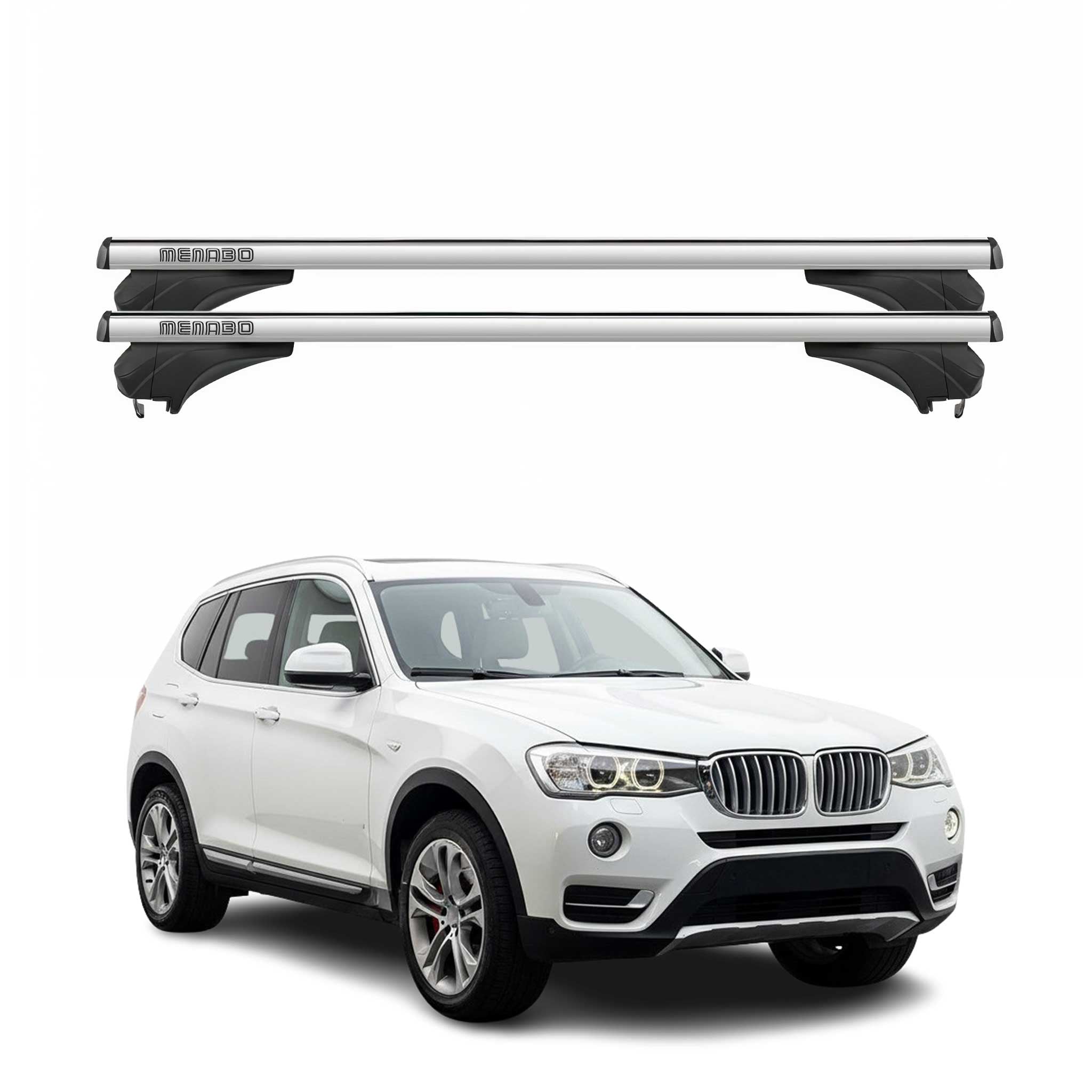 Menabo Dachträger Grundtäger für BMW X3 F25 2010-2017 Aluminium Silber 2 tlg