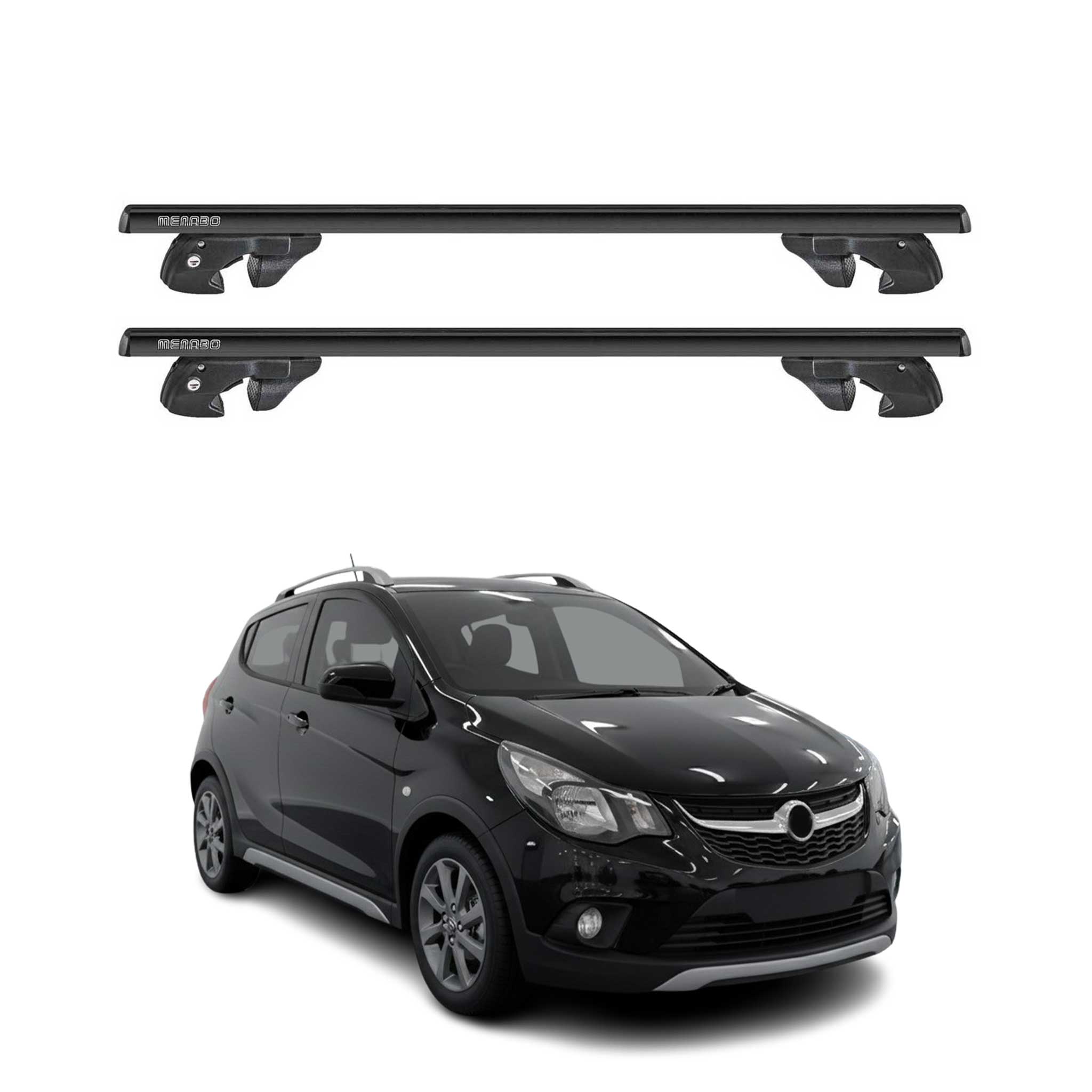 Dachträger Grundtäger für Opel Karl Rocks 2017-2019 Alu 90kg TÜV Schwarz 2tlg