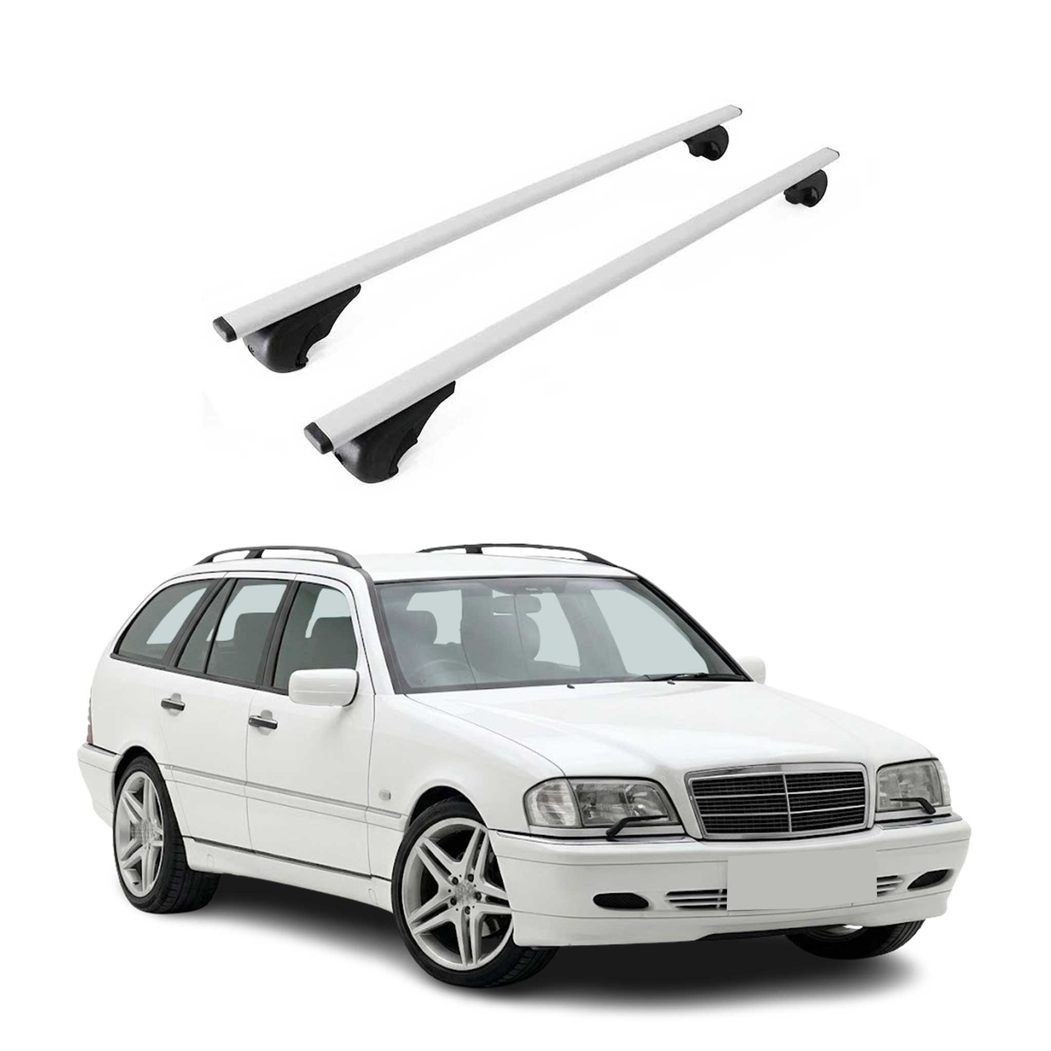 Dachträger Grundträger für Mercedes C Klasse S202 1993-2000 Metall Silber 2tlg
