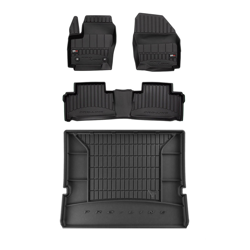 OMAC Fußmatten & Kofferraumwanne Set für Ford Galaxy 2006-2015 Gummi Schwarz 4x