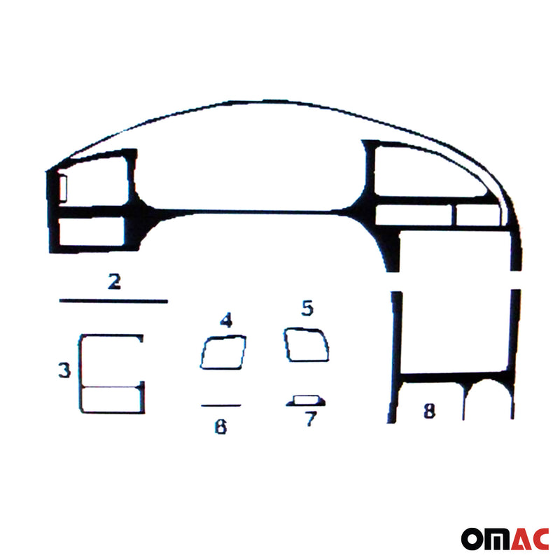 Innenraum Dekor Cockpit für Hyundai Elantra 2000-2004 Piano Schwarz Optik 8 tlg