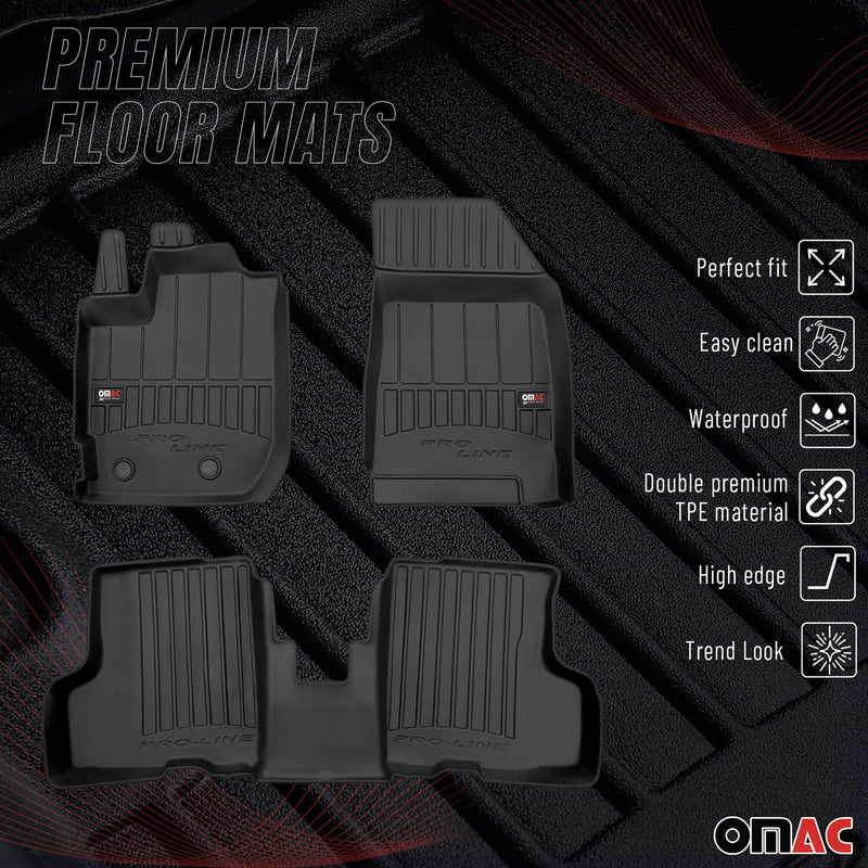 Fußmatten Gummimatten für Dacia Duster II 2021-2024 OMAC Premium Schwarz TPE 3x