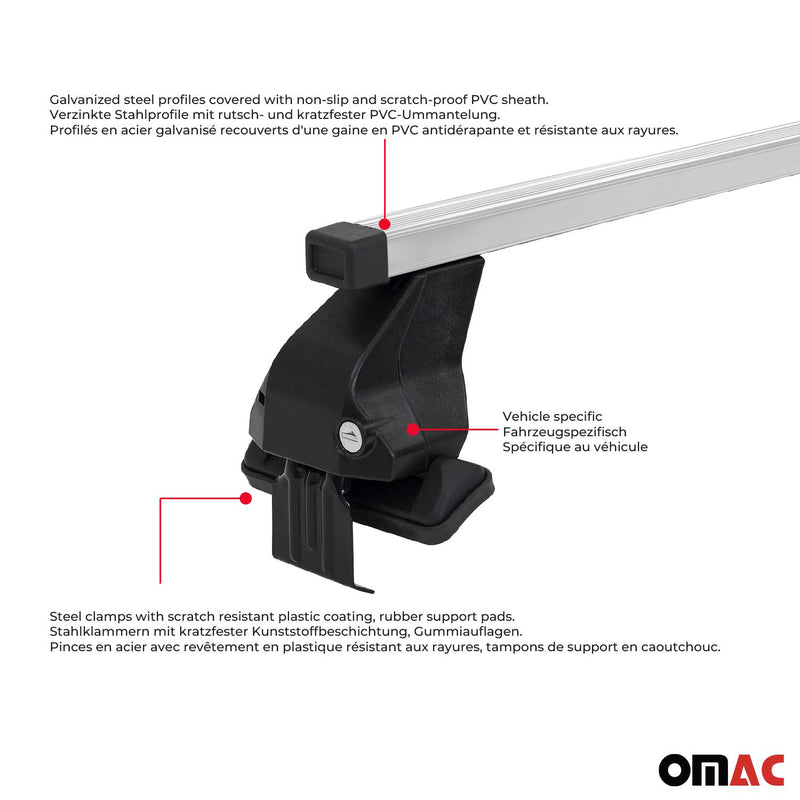 Menabo Stahl Dachträger Gepäckträger für Ford Mondeo mk4 Turnier 2007-14 Grau