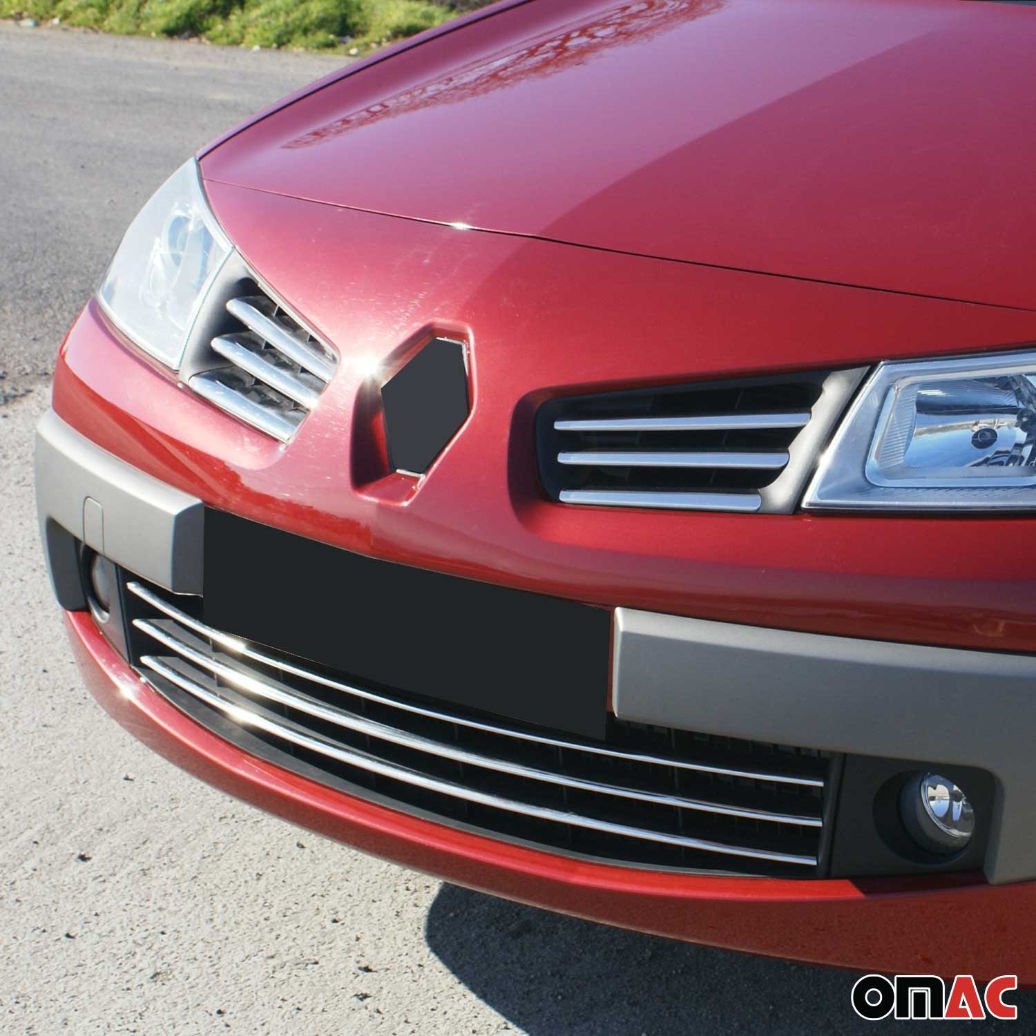 Kühlergrill Leisten Grillleisten für Renault Megane 2002-2006 Edelstahl Chrom 6x