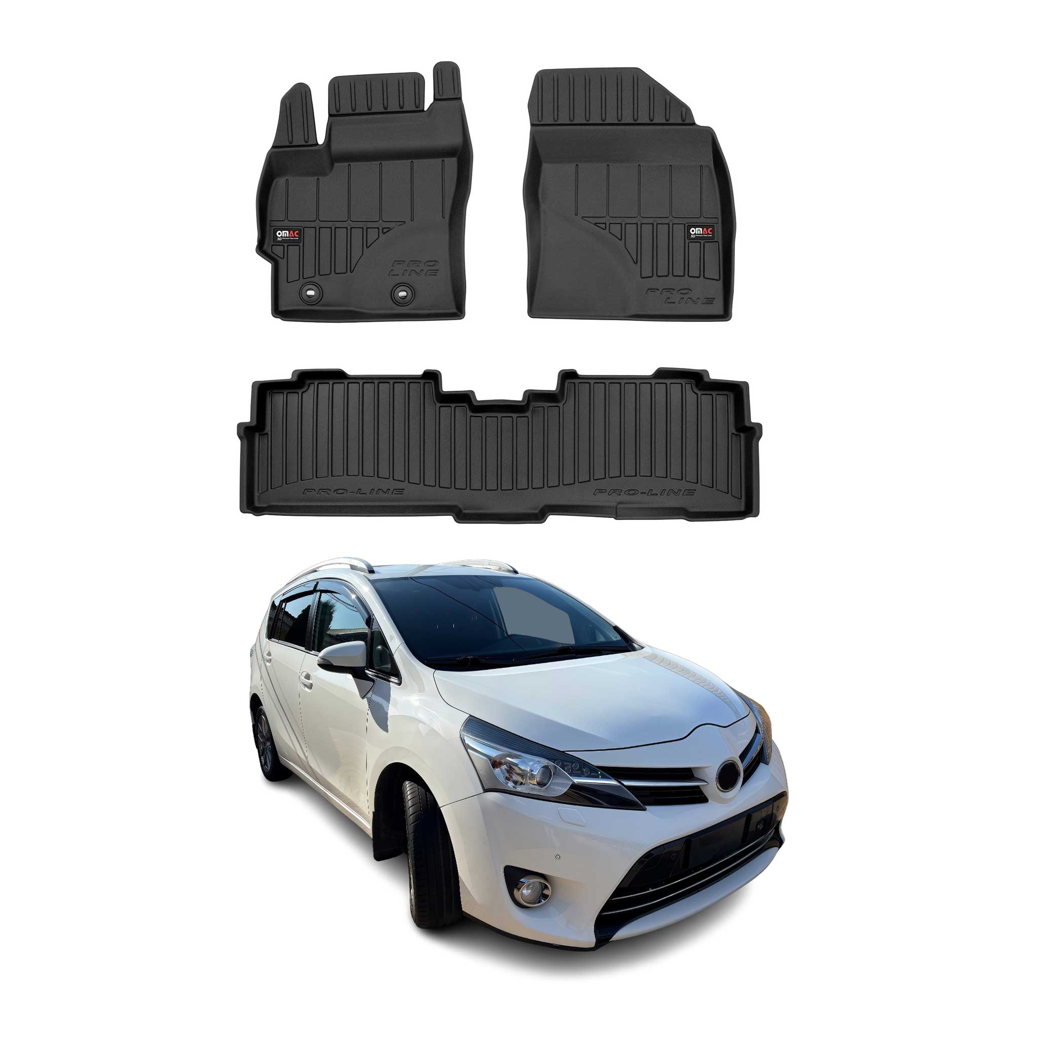 OMAC Gummi Fußmatten für Toyota Verso 2009-2018 Premium TPE Automatten 3tlg