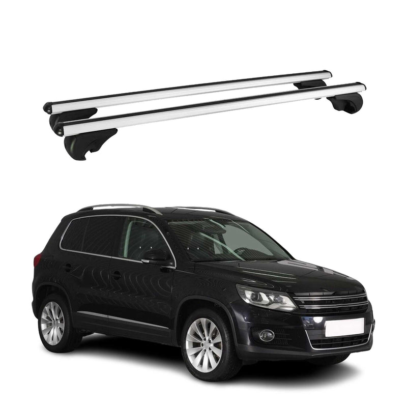 Dachträger Grundtäger für VW Tiguan mk1 2007-2016 75kg Aluminium Silber 2 tlg
