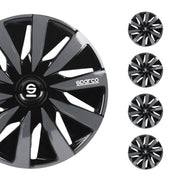 Radkappen Radzierblenden Sparco Lazio 14" Zoll Abdeckung Set Schwarz Grau 4x