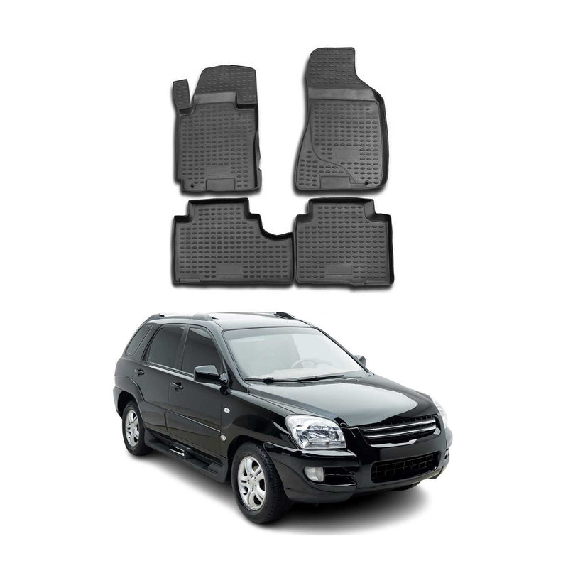 OMAC Gummimatten Fußmatten für Kia Sportage 2004-2010 TPE Automatten Schwarz 4x