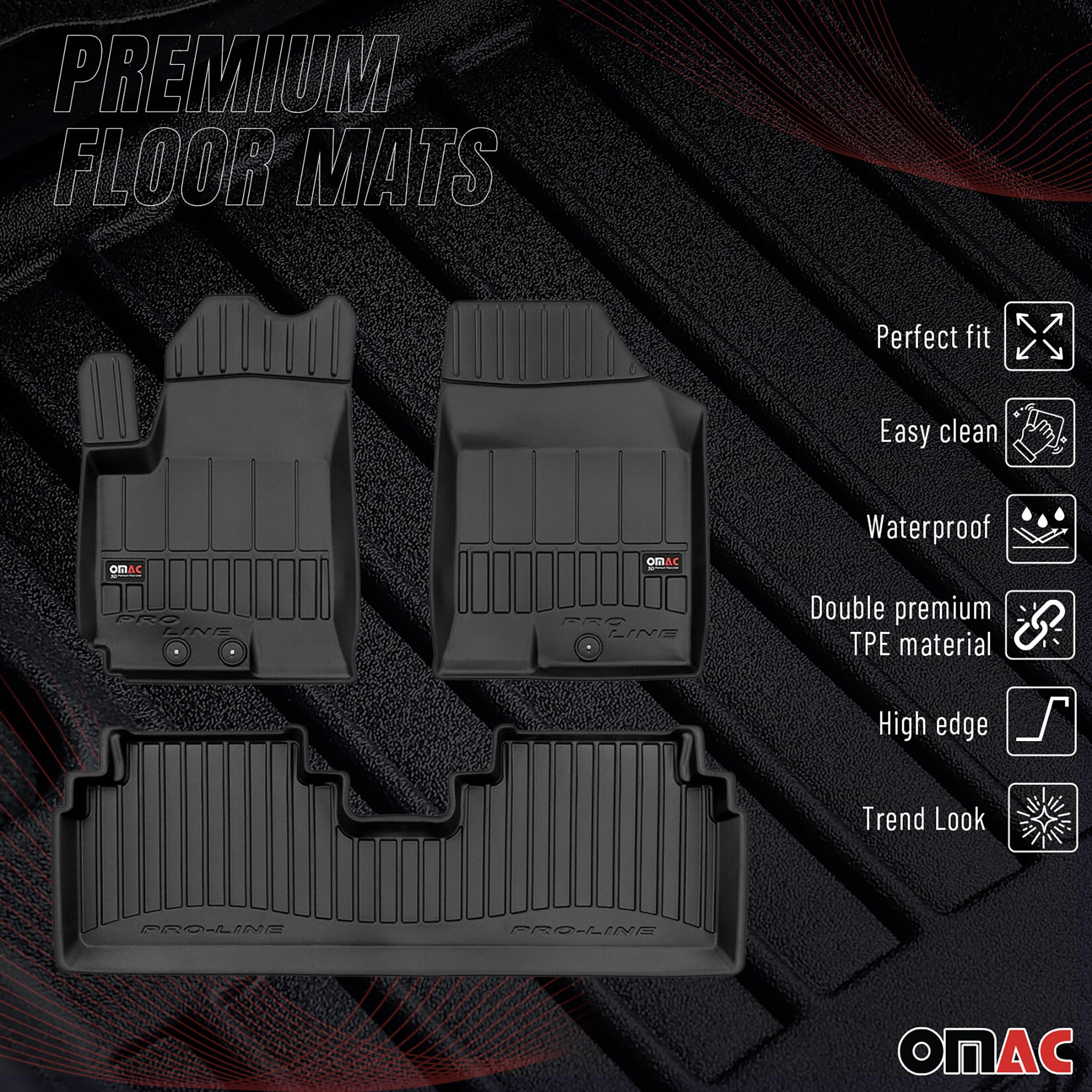 OMAC Gummi Fußmatten für Hyundai ix20 2010-2019 Premium TPE Automatten 3tlg