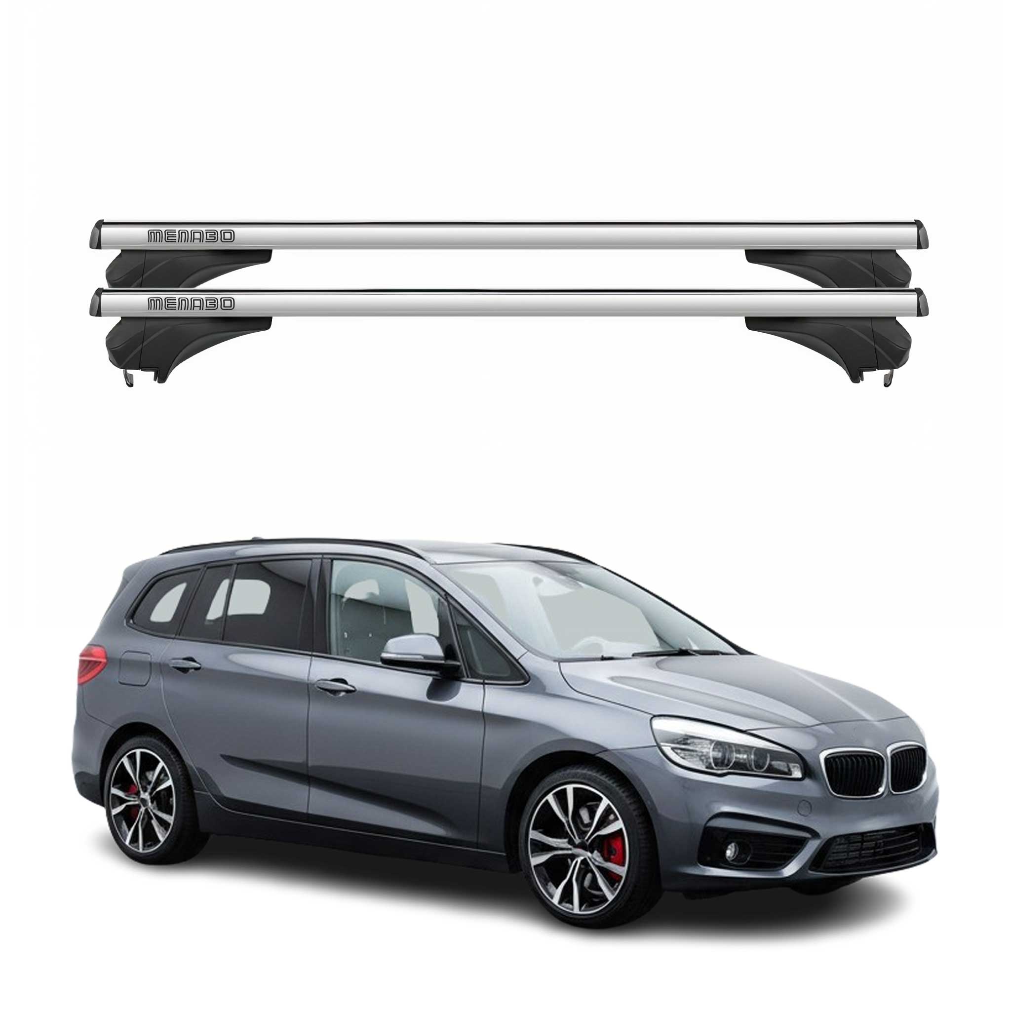 Menabo Dachträger für BMW 2er F46 Gran Tourer 2015-2025 Aluminium Silber 2 tlg