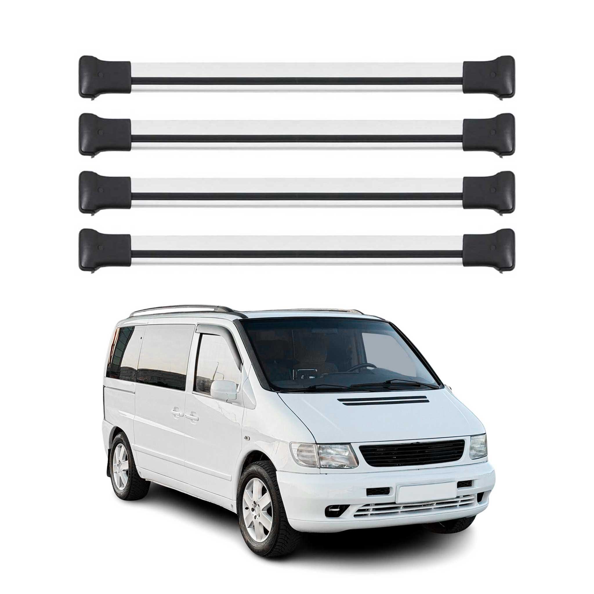 Dachträger Grundtäger für Mercedes Vito W638 1996-2003 75kg Alu Silber 4 tlg