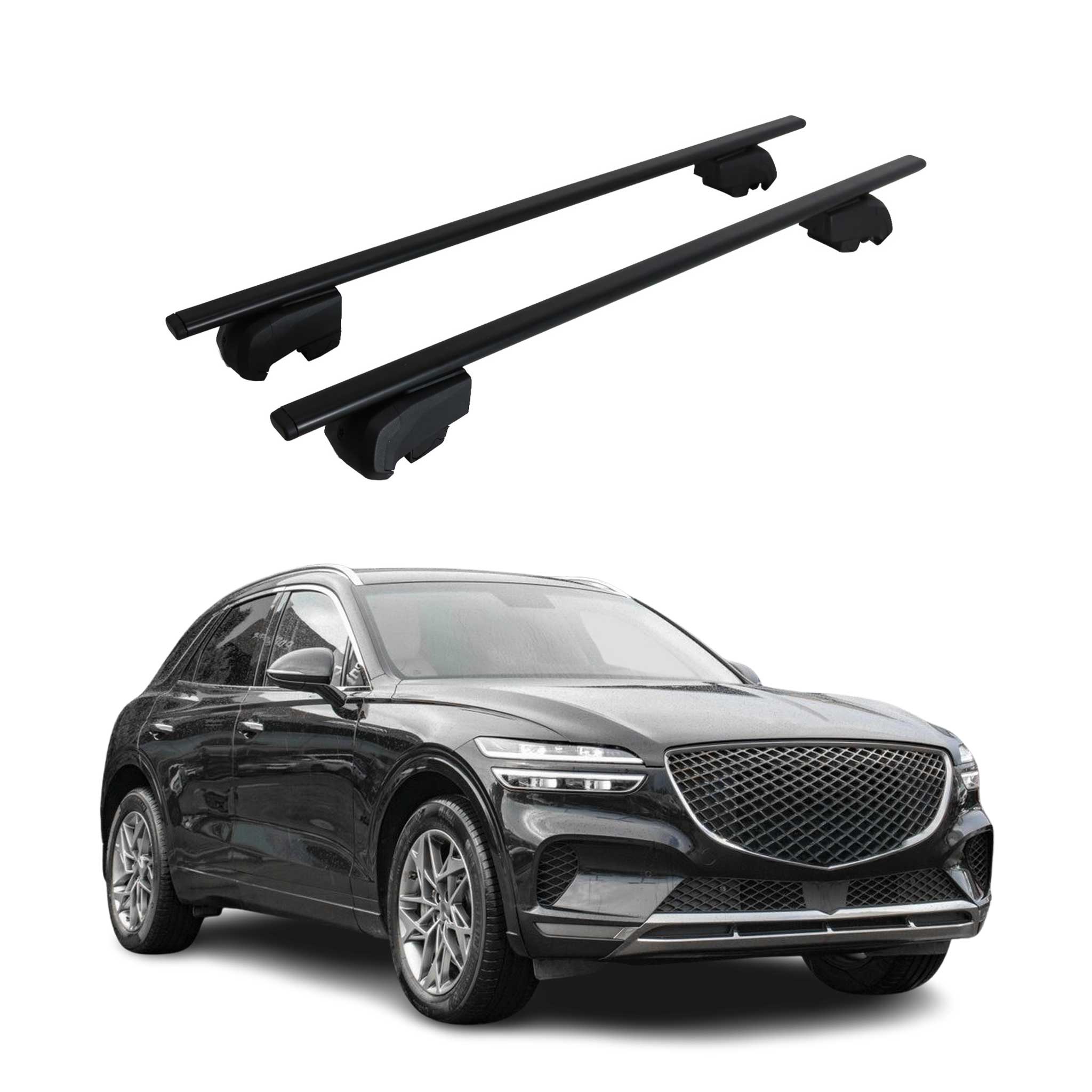 Dachträger Grundtäger für Genesis GV60 2022-2026 75kg Metall Schwarz 2 tlg