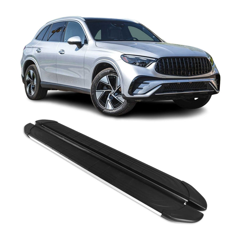 Seitenschweller Trittbretter für Mercedes GLC X254 2022-2025 Silber Alu 2 tlg