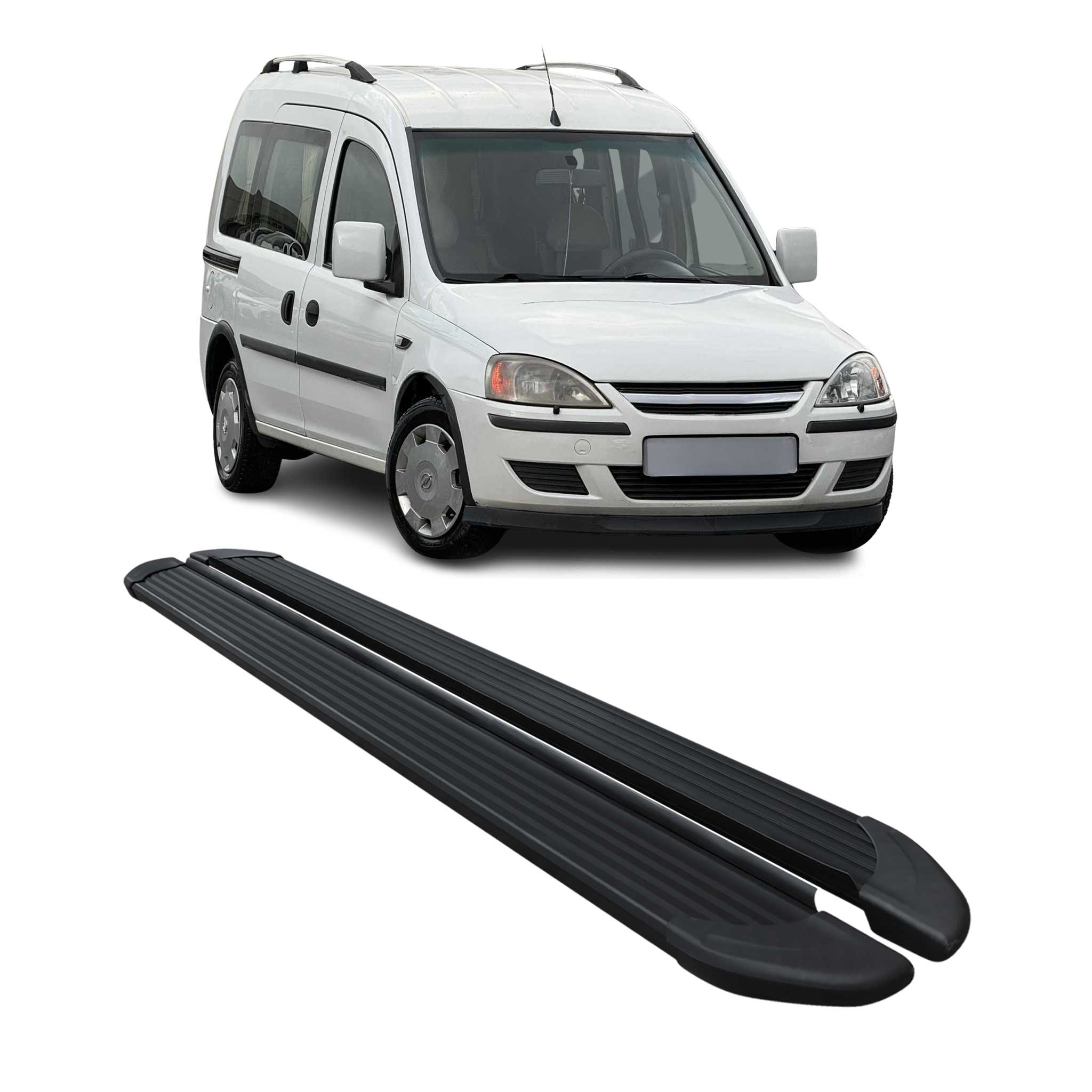 Trittbretter Seitenschweller für Opel Combo 2001-2011 Aluminium Schwarz 2 tlg
