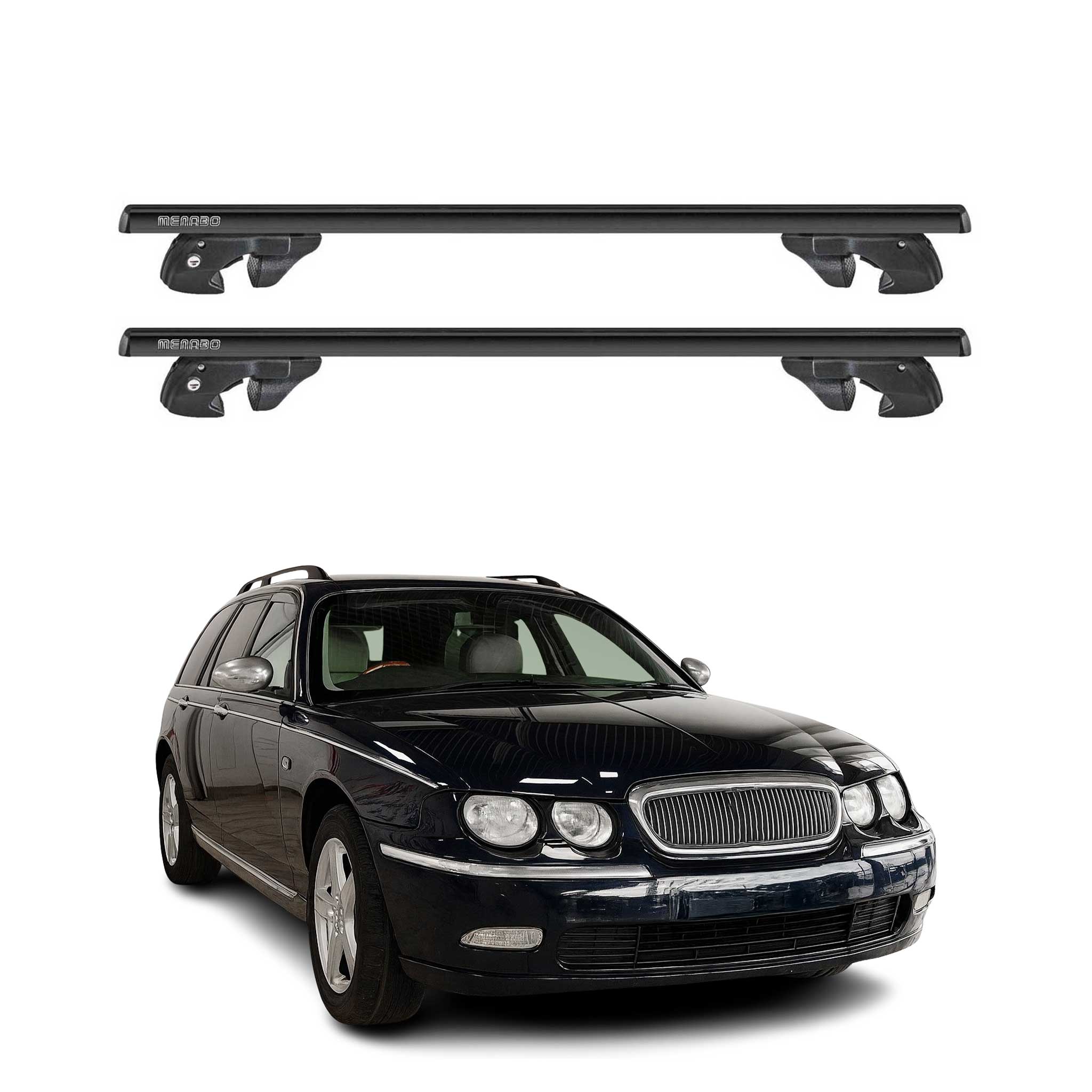 Dachträger Grundtäger für Rover 75 Kombi 1998-2005 Alu 90kg TÜV Schwarz 2tlg