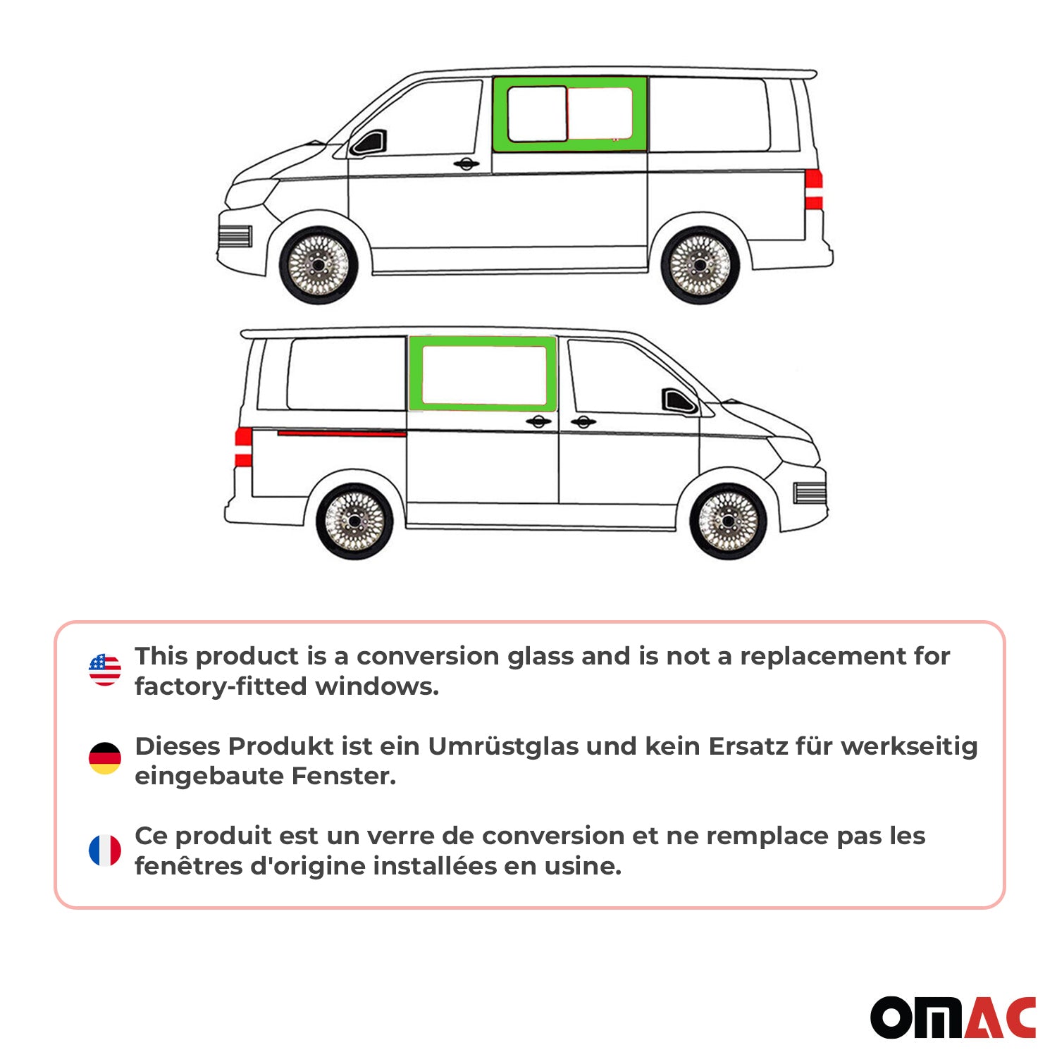 Seitenfenster Schiebefenster für VW T5 2003-2015 Links Rechts Schwarz L1 L2 SET