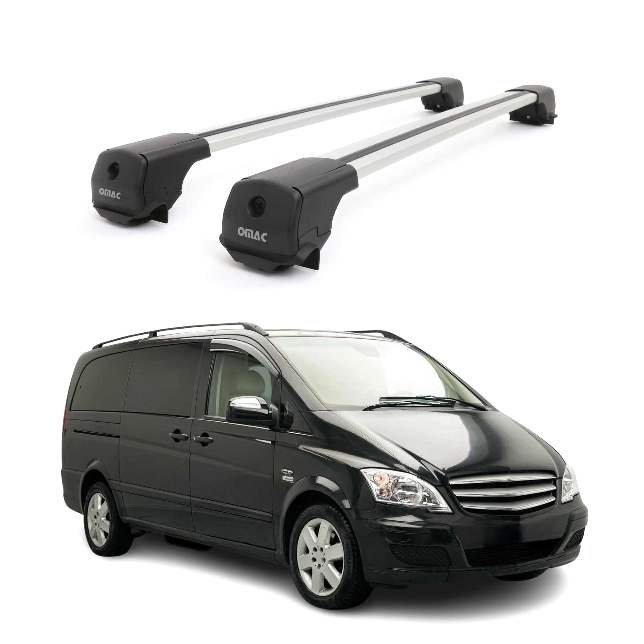 Dachträger Grundträger für Mercedes Vito W639 2003-2014 Aluminium 75kg Grau 2tlg