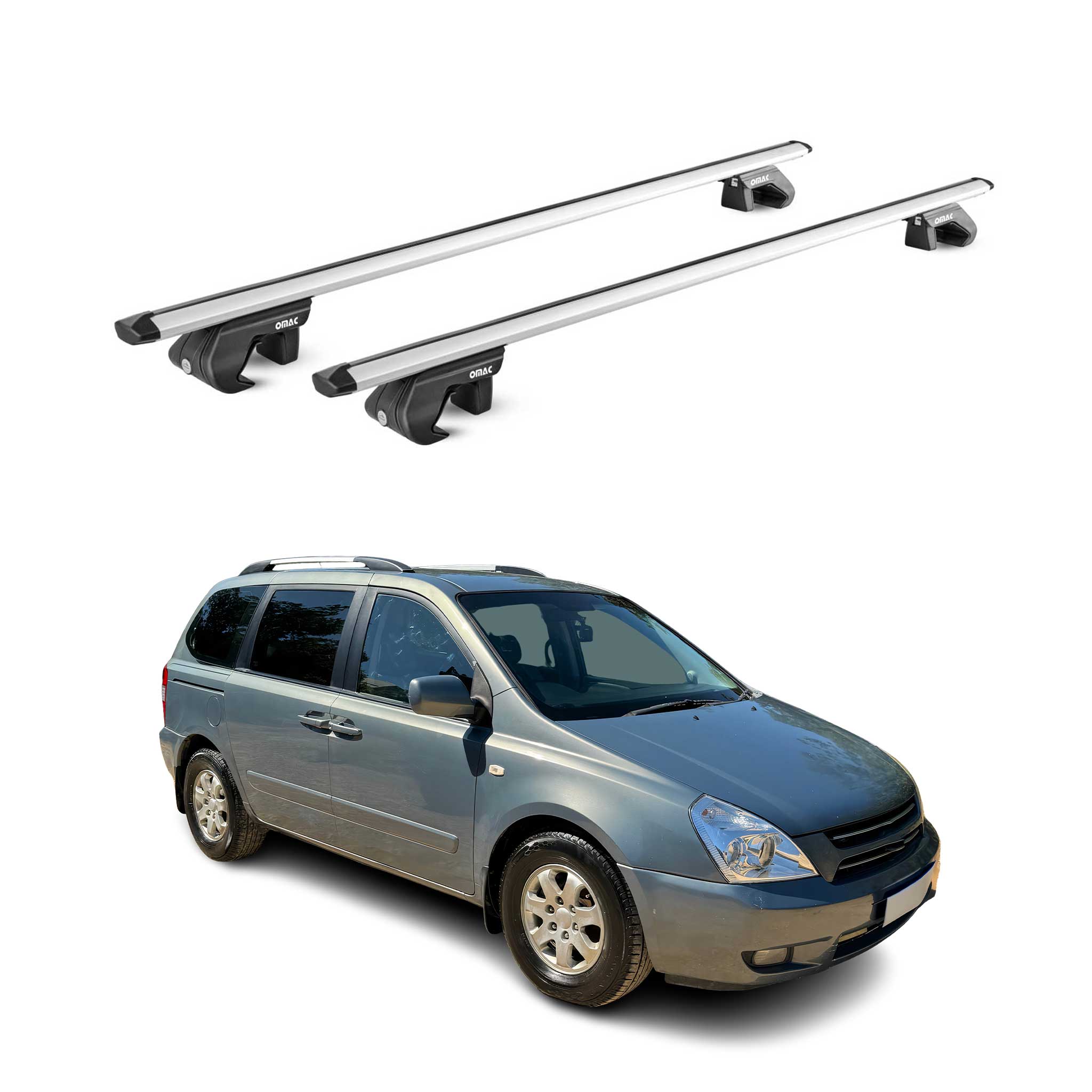 Dachträger Grundtäger für Kia Carnival 2005-2014 5 tür 90kg Alu Silber 2 tlg ABE