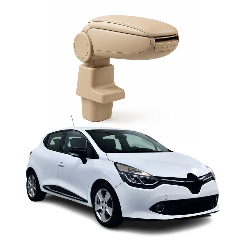 Mittelarmlehne Armlehne Mittelkonsole für Renault Clio 2012-2019 PU-Leder Beige