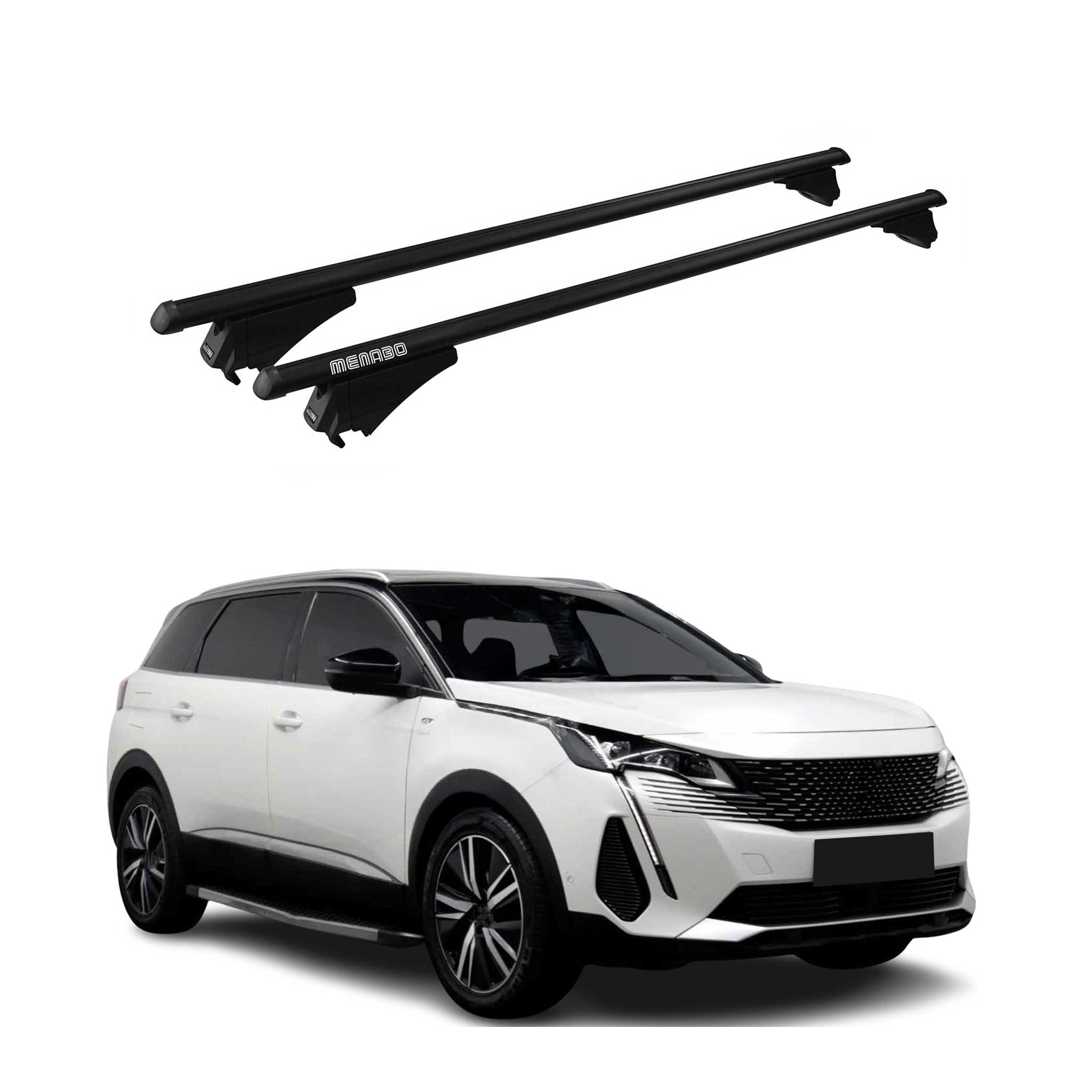 Menabo Dachträger Grundtäger für Peugeot 5008 mk2 2020-2024 FL 75kg Alu Schwarz