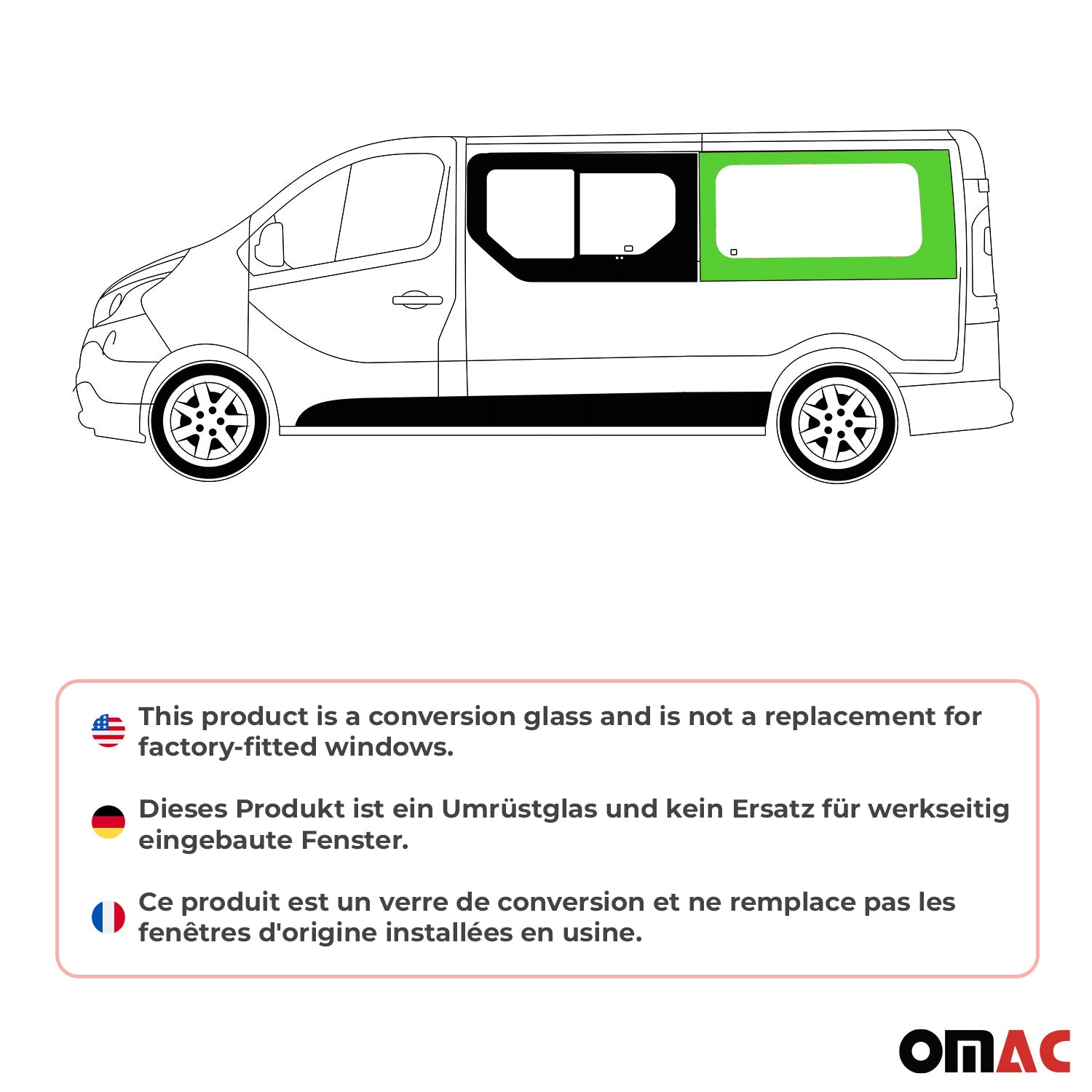 Seitenfenster Auto Fenster für Nissan Primastar 2001-2014 Schwarz Links L2