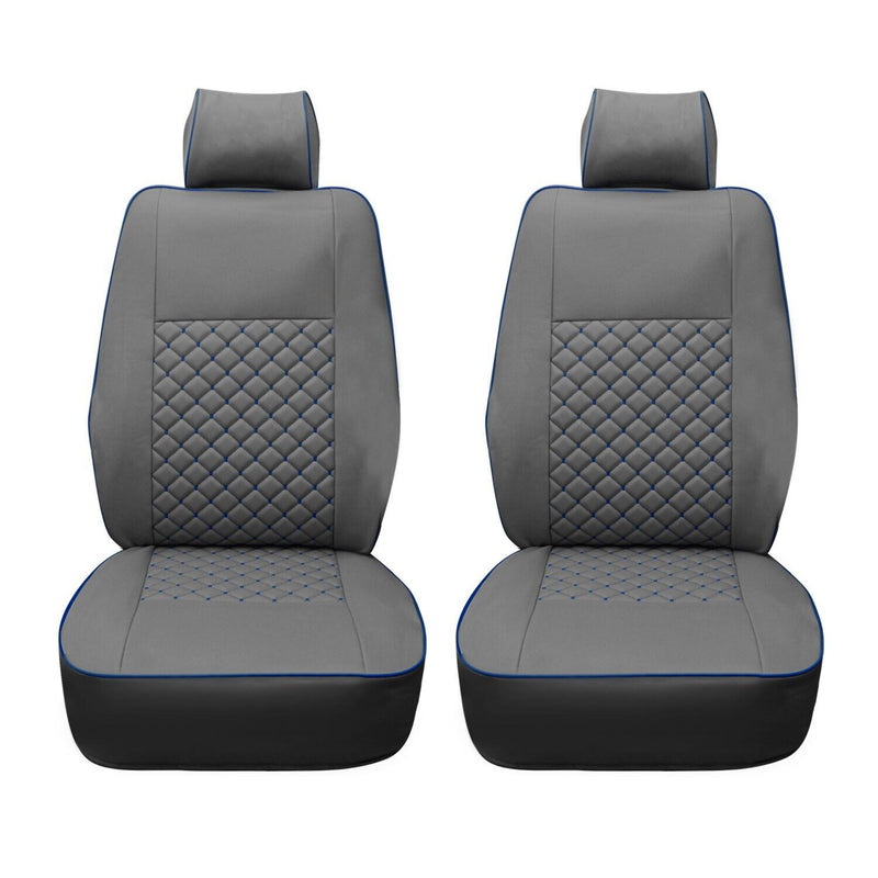 Sitzbezüge Schonbezüge für VW T5 T6 Caravelle 2003-2025 Kunstleder Grau Blau 1+1