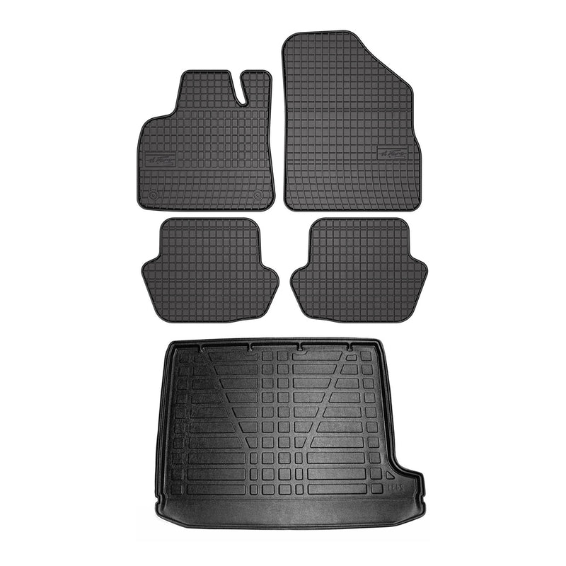 Fußmatten & Kofferraumwanne Set für Citroen DS5 2011-2015 Gummi TPE Schwarz 5x