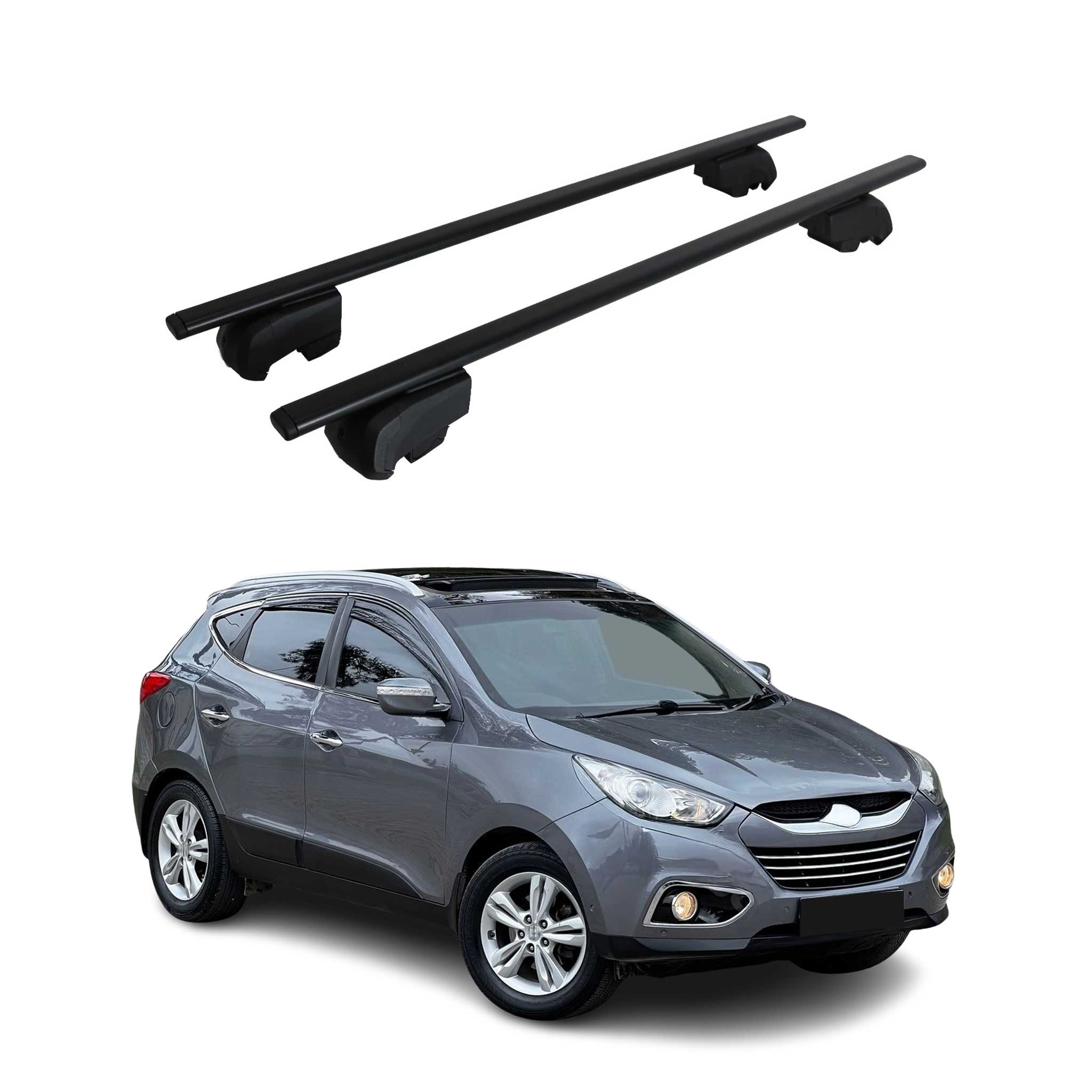 Dachträger Grundtäger für Hyundai ix35 2010-2015 75kg Schwarz Metall 2 tlg