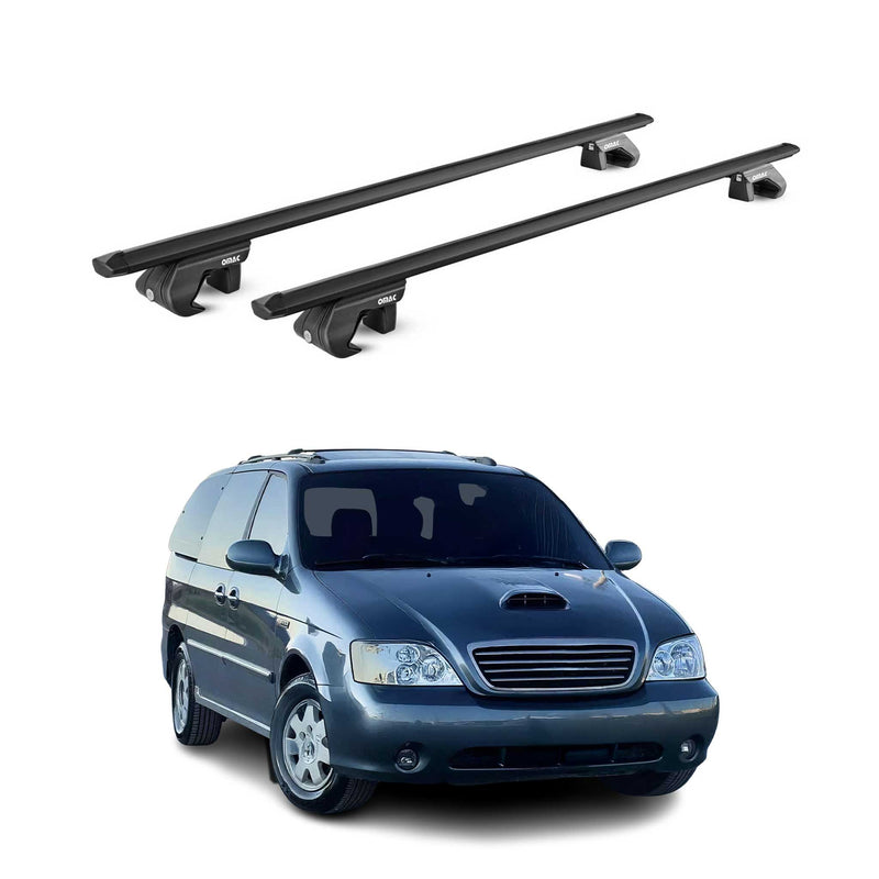 Dachträger Grundtäger für Kia Carnival 1998-2005 90kg Alu Schwarz 2 tlg ABE