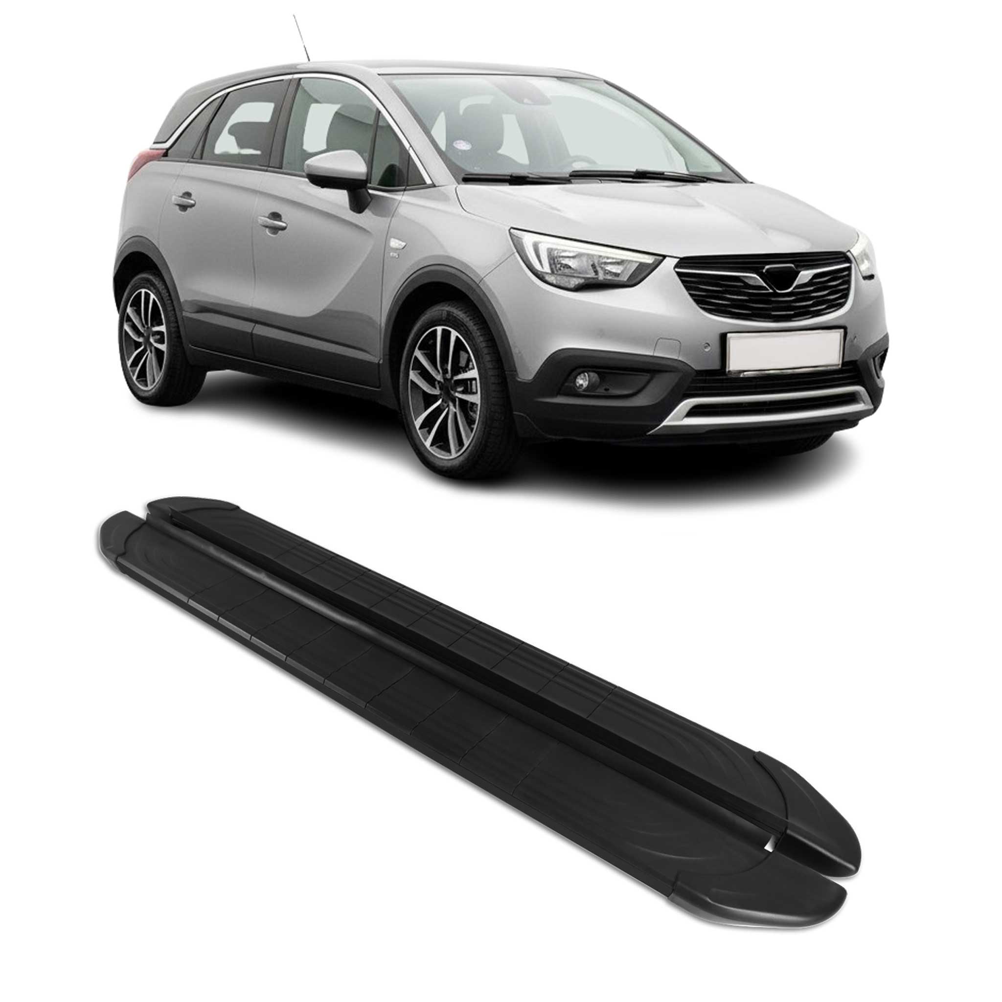 Trittbretter Seitenschweller für Opel Crossland X 2017-2024 Aluminium Schwarz 2x