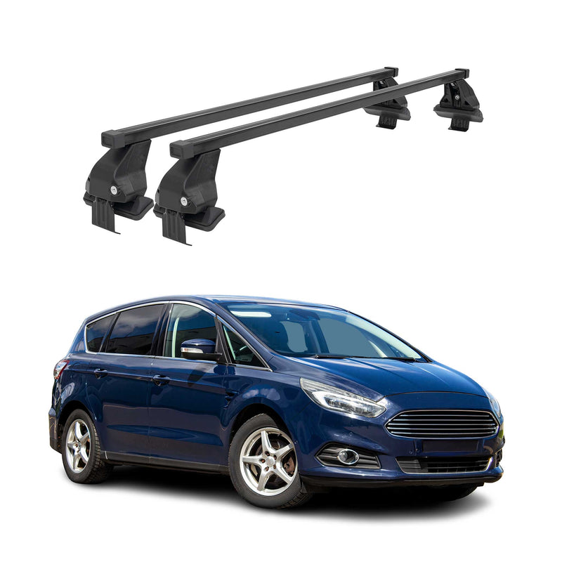 Menabo Dachträger Grundtäger für Ford S-Max 2015-2019 50kg Stahl Schwarz 2 tlg