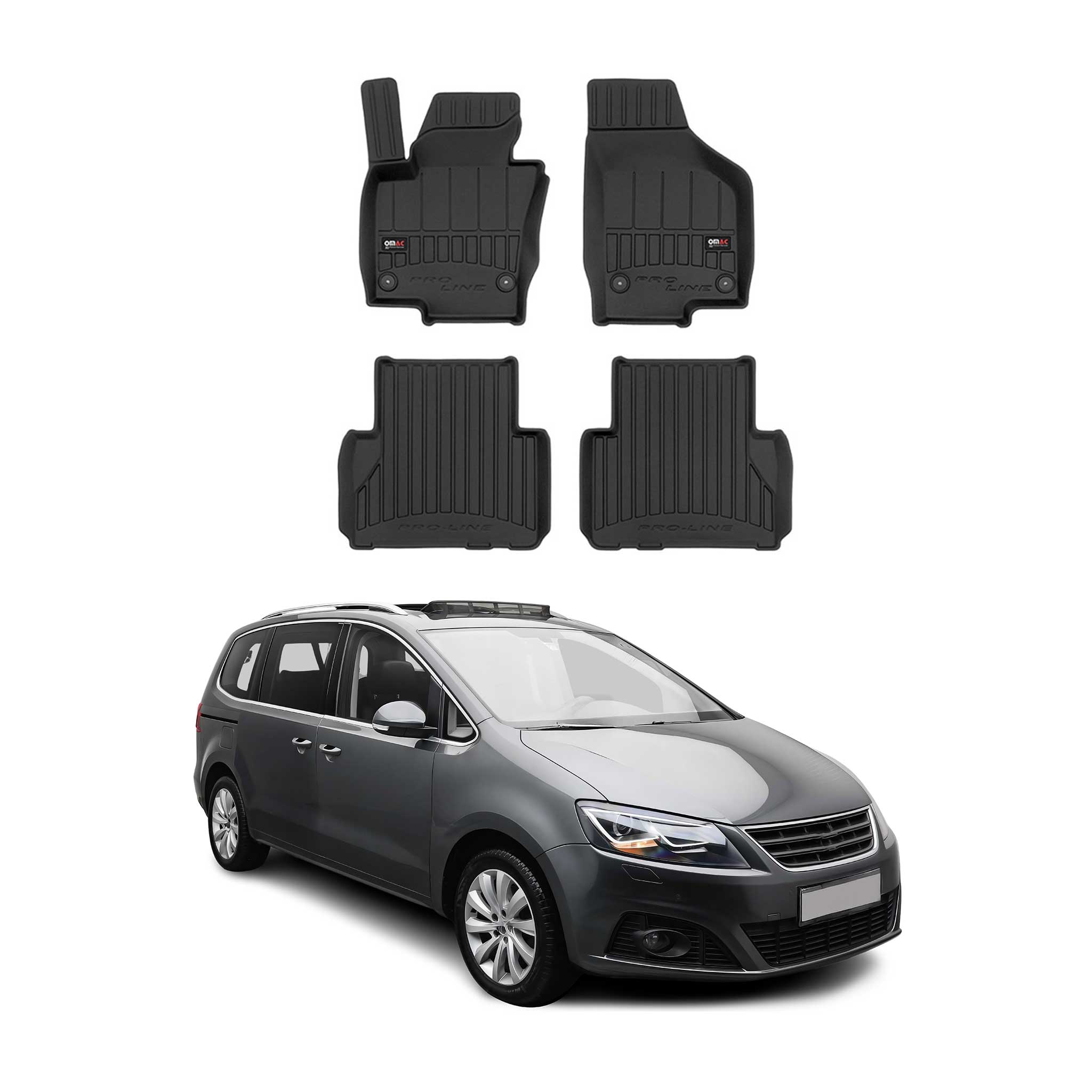 OMAC Gummi Fußmatten für Seat Alhambra 2010-2020 Premium TPE Automatten 4tlg