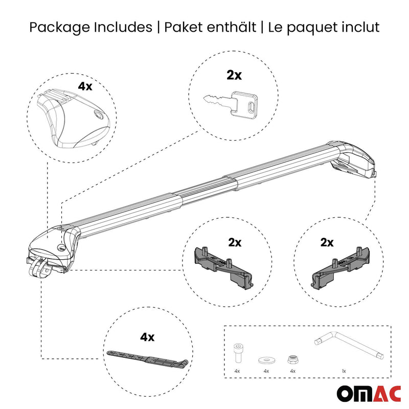 Dachträger für Ford Courier Tourneo 2013-2024 3-5 türig TÜV Alu Silber 2 tlg